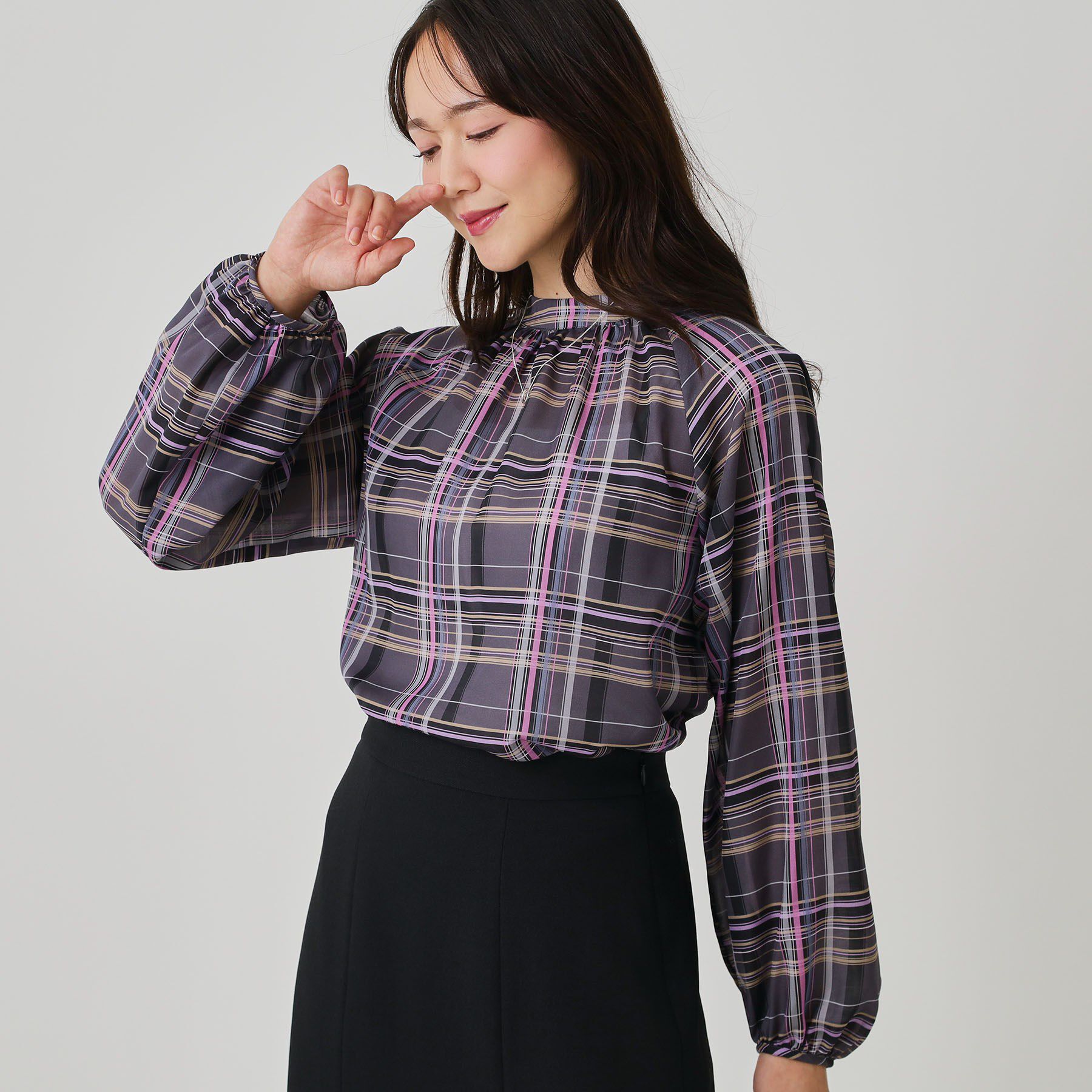 COUP DE CHANCE「【手洗い可／日本製】チェック柄ブラウス」|シャツ・ブラウス|ピンク(371)