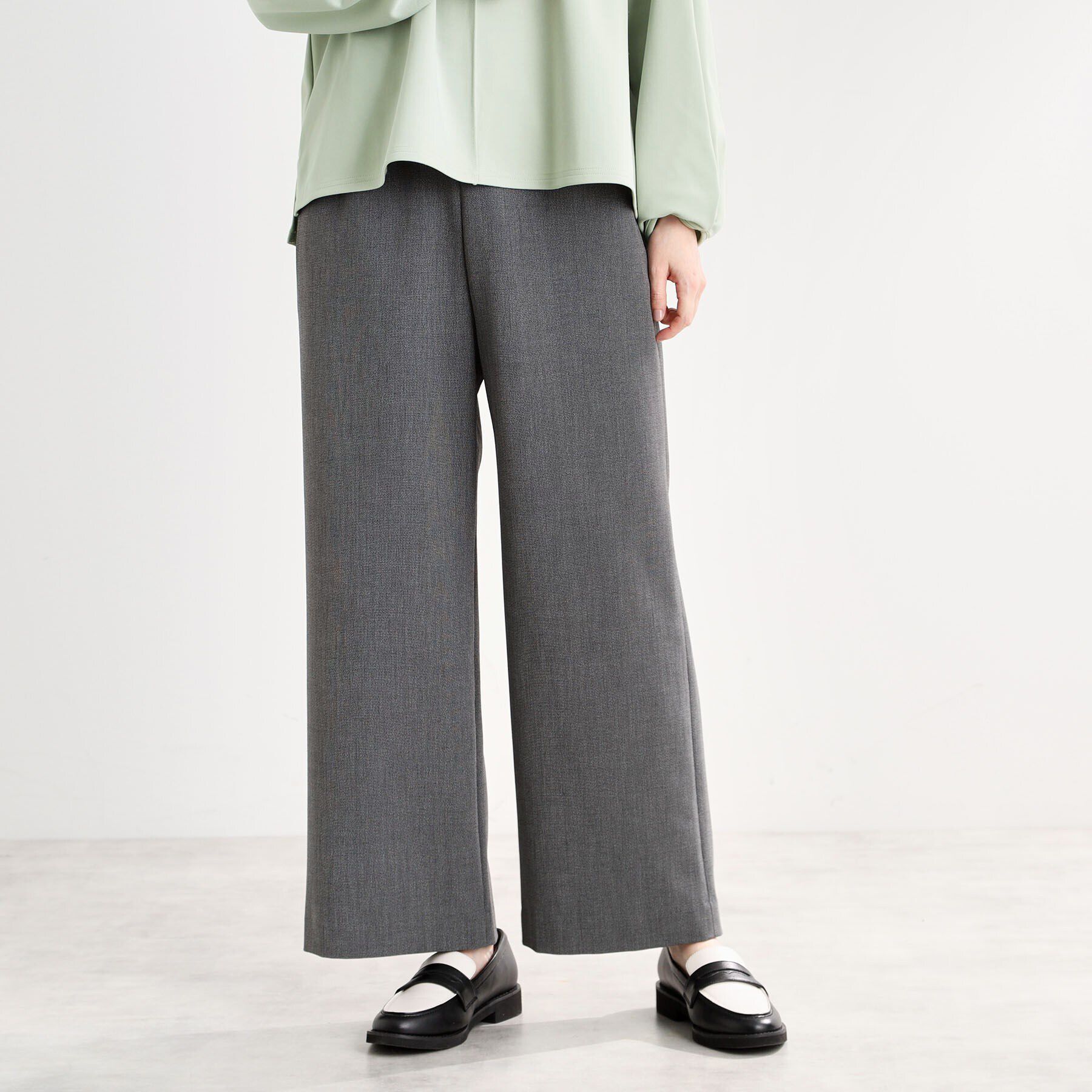 Reflect「【洗える】フルレングス丈ワイドストレートパンツ」|その他|チャコールグレー(5