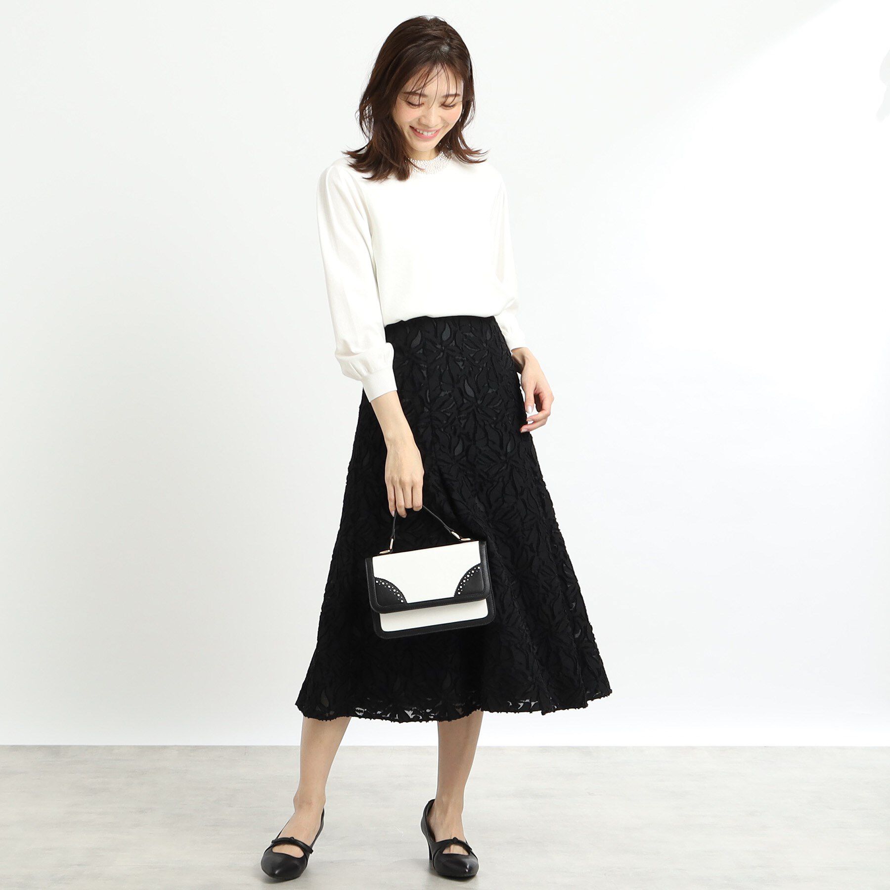 Reflect「【手洗い可】カットジャカードロングスカート」|スカート|