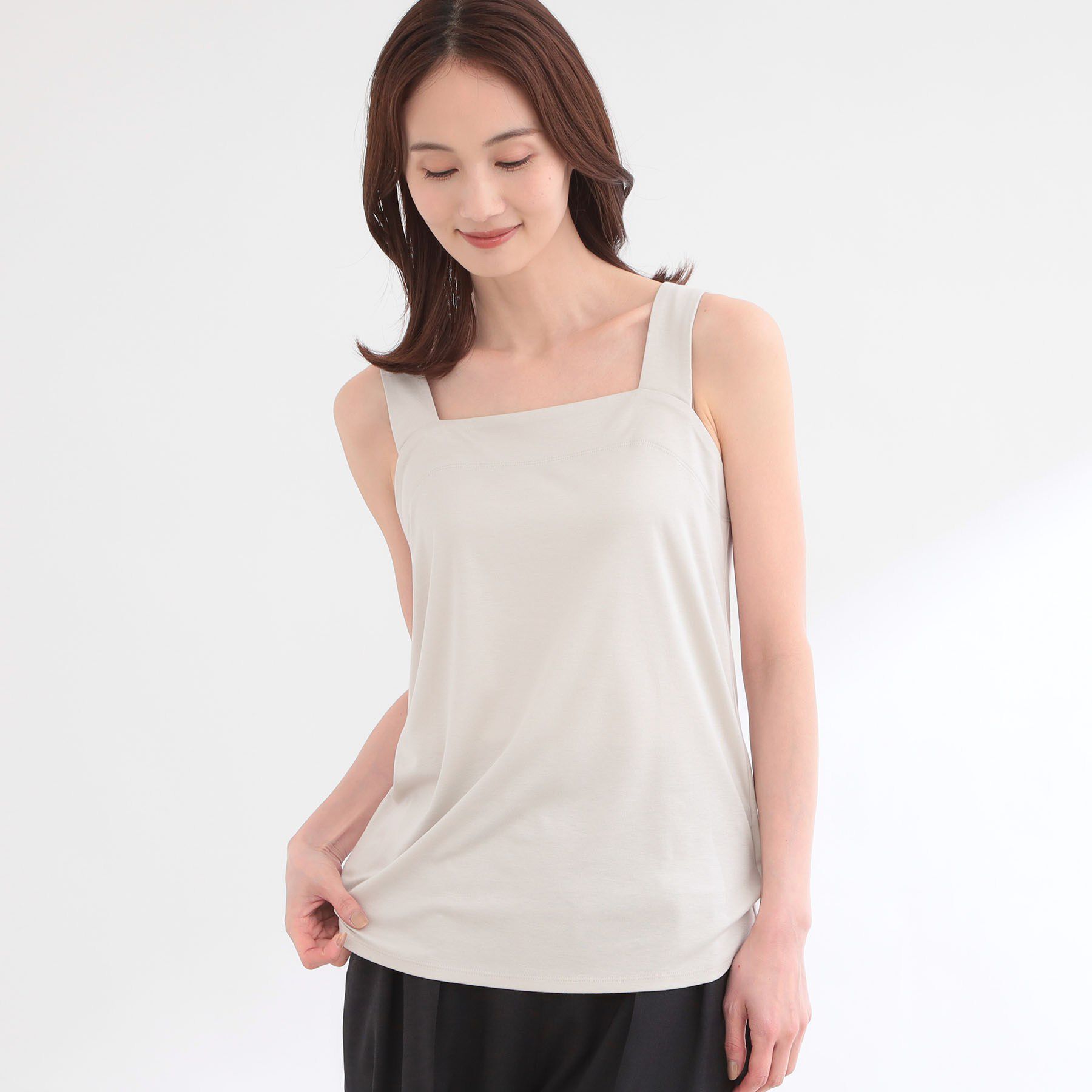 Reflect「カットソータンクトップ」|キャミソール|グレージュ(050)