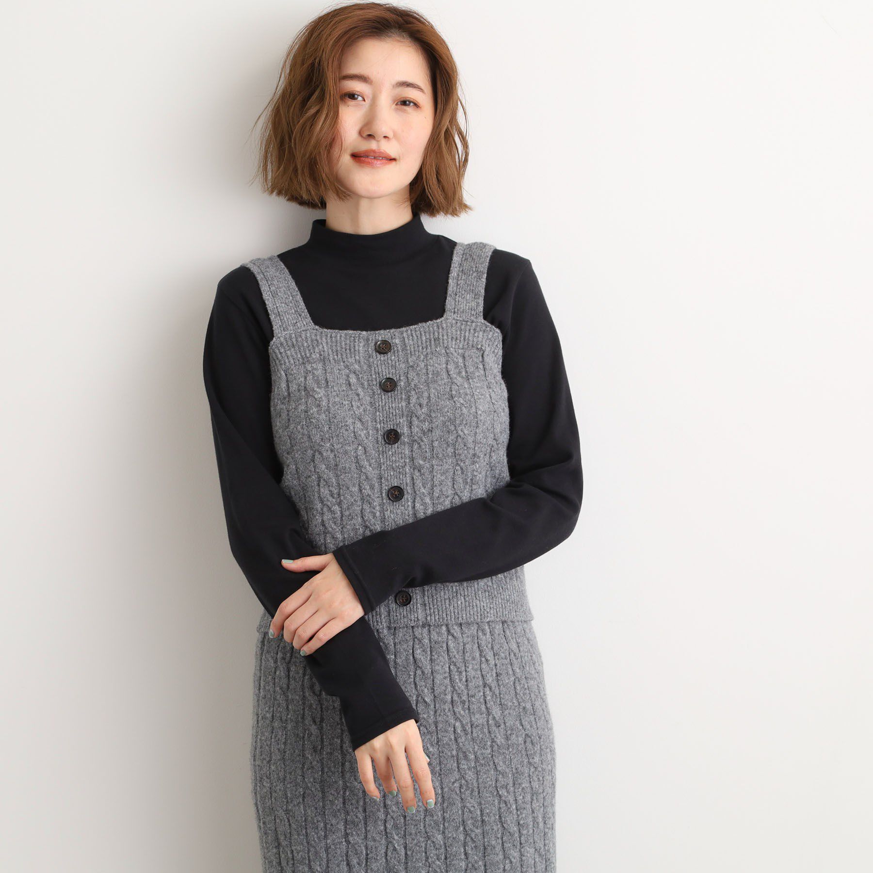 grove「【吸湿発熱】秋冬のレイヤードを格上げ　コットンハイネックプルオーバー」|Tシャツ・カットソー|