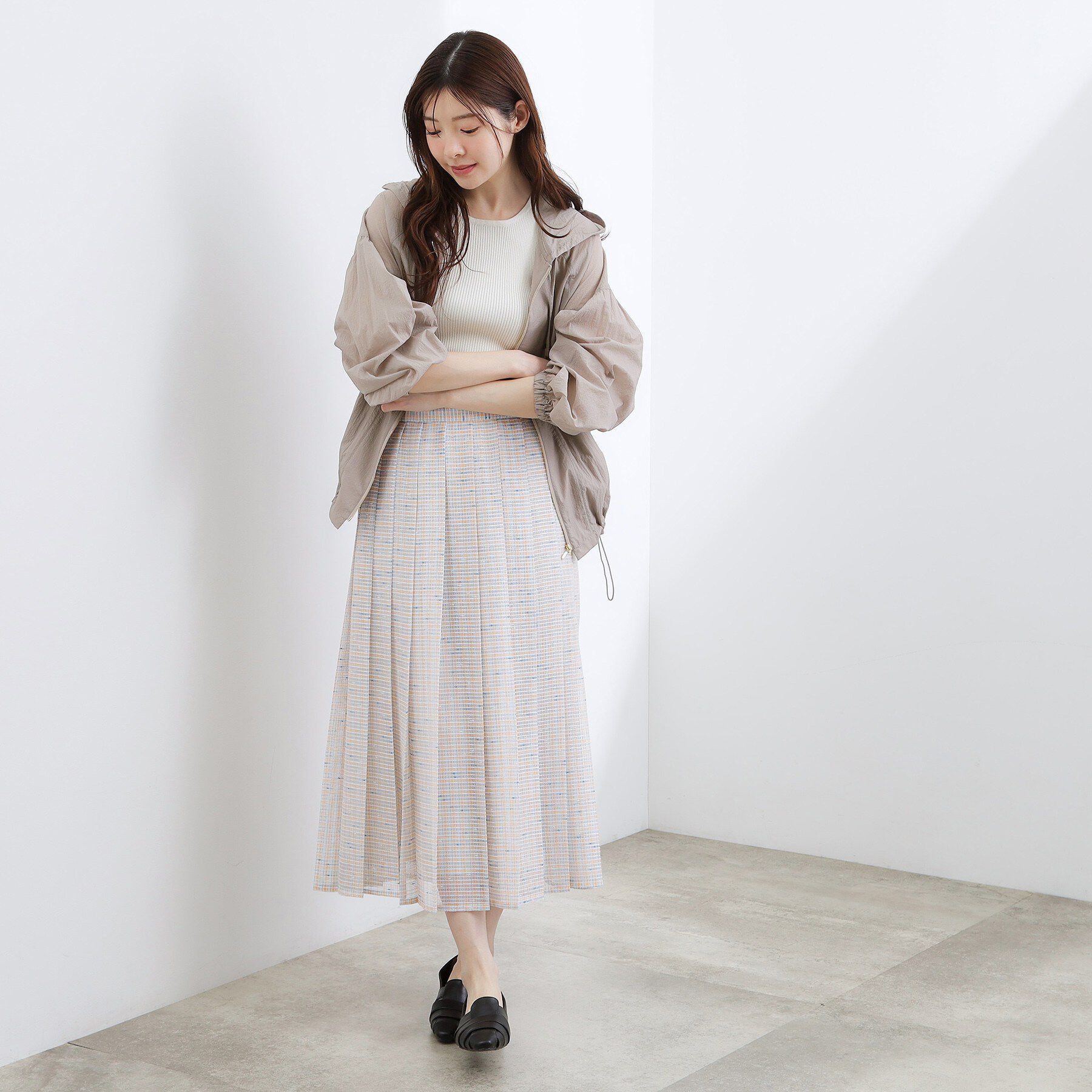 grove「【貴島明日香さん着用・洗える】軽やかシアーナイロンフーディブルゾン」|ブルゾン・スタジャン|