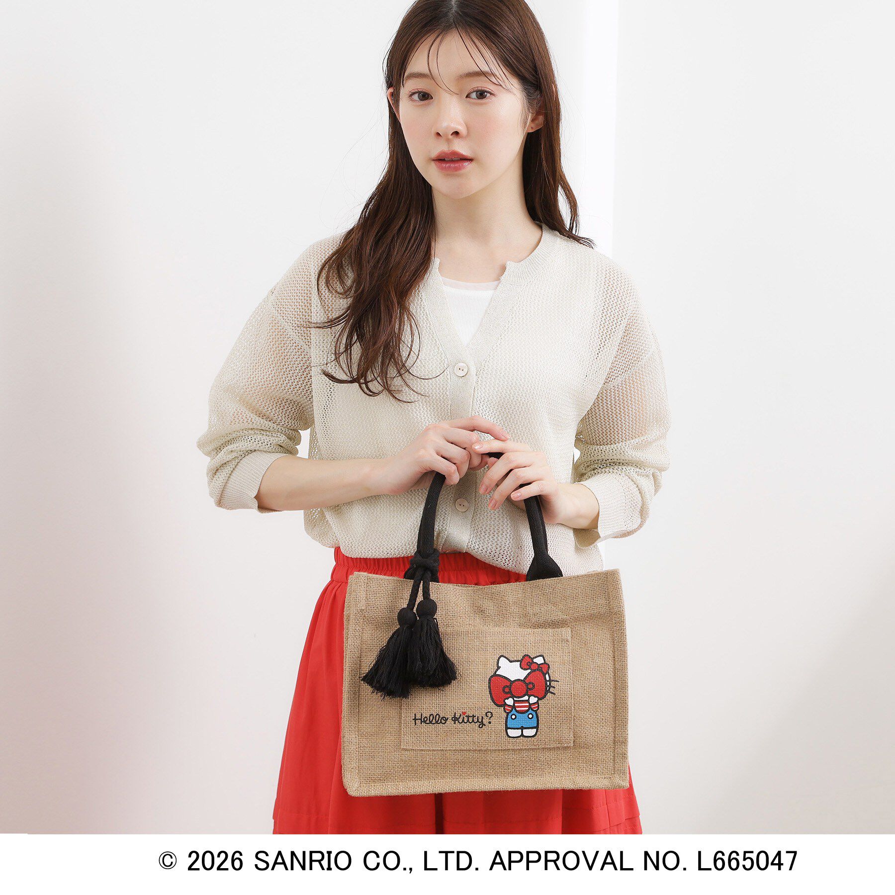 grove「【ハローキティ】ジュートタッセルトート」|トートバッグ|