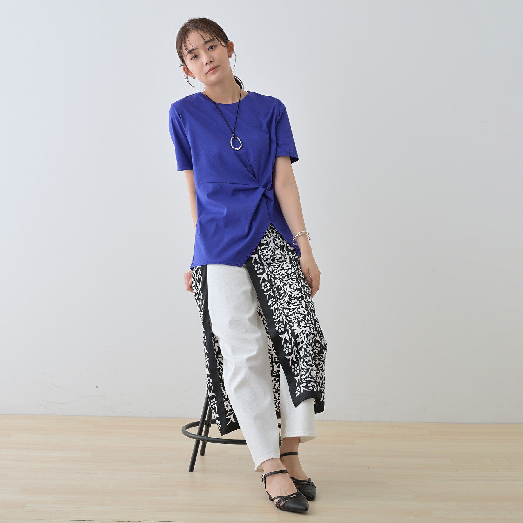 INDIVI「【洗える】ねじりデザインTシャツ」|Tシャツ・カットソー|