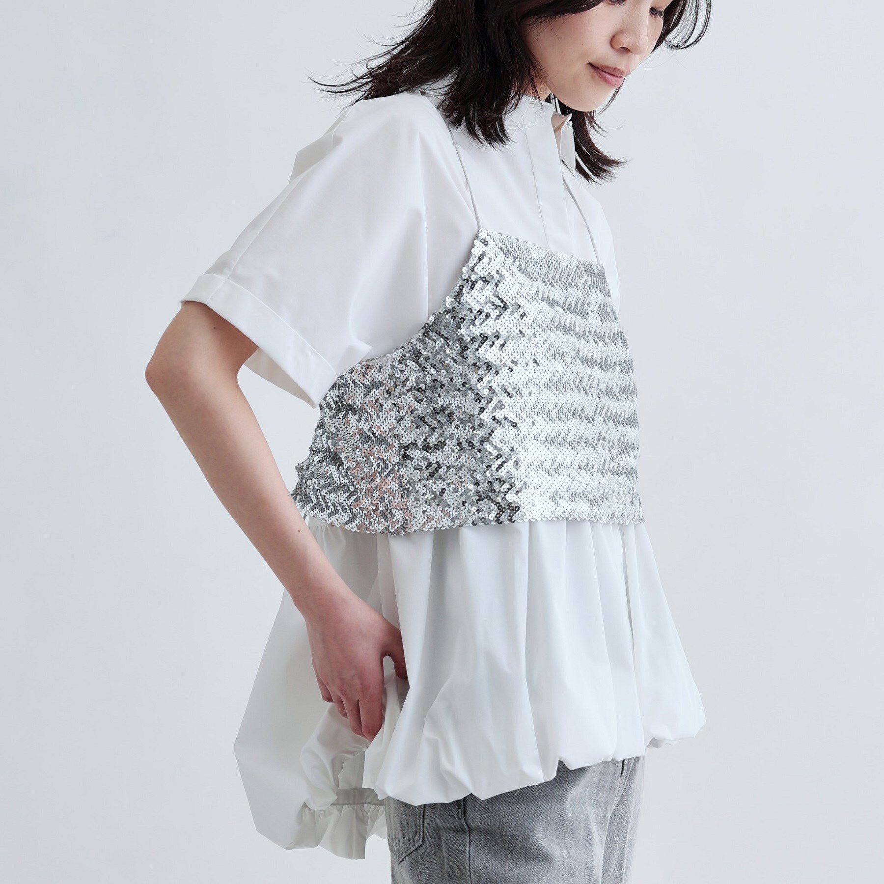 GALLEST「バルーンペプラムハーフ袖ブラウス」|シャツ・ブラウス|