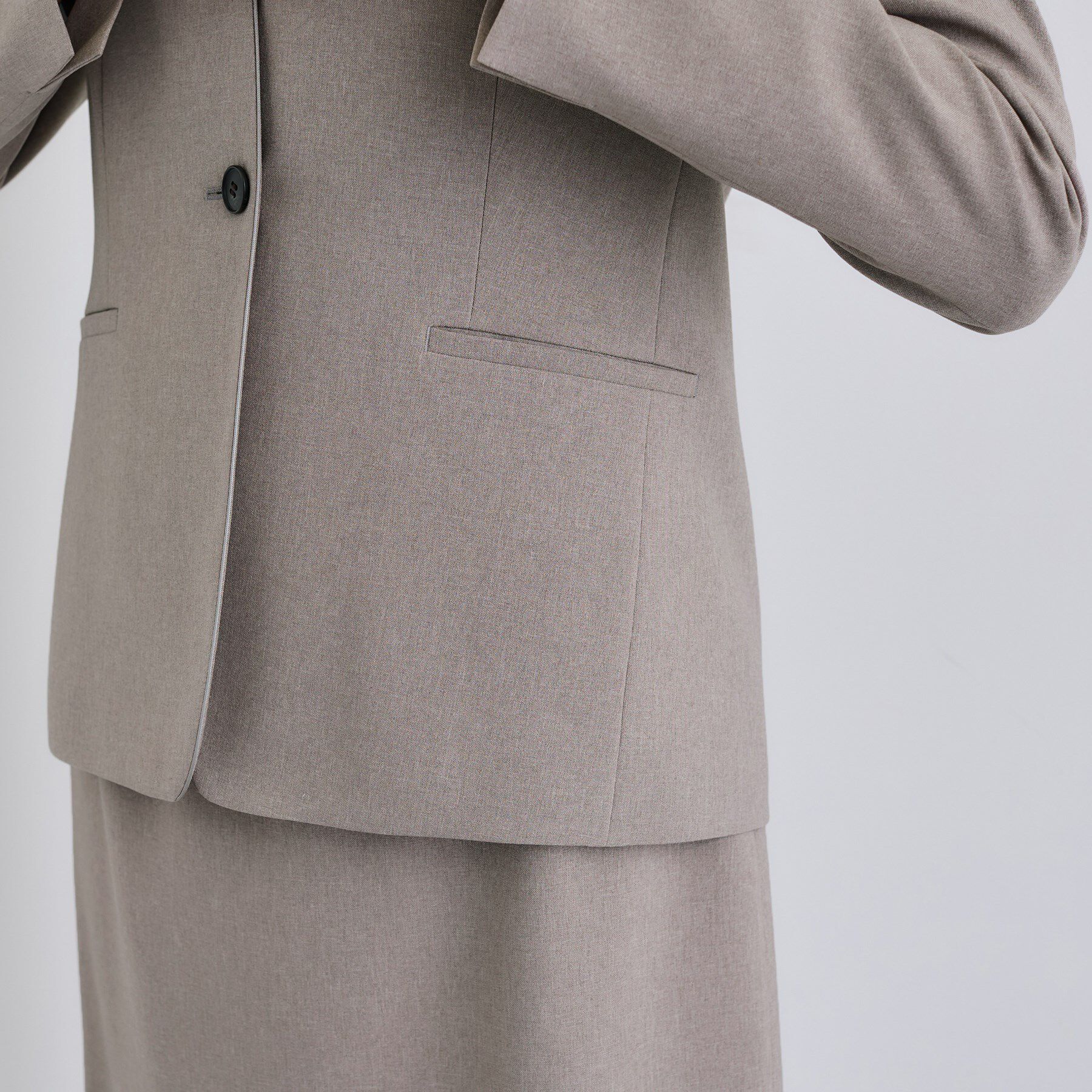 INDIVI「【洗える／通勤／スーツ】メランジストレッチ ノーカラージャケット」|スーツ|