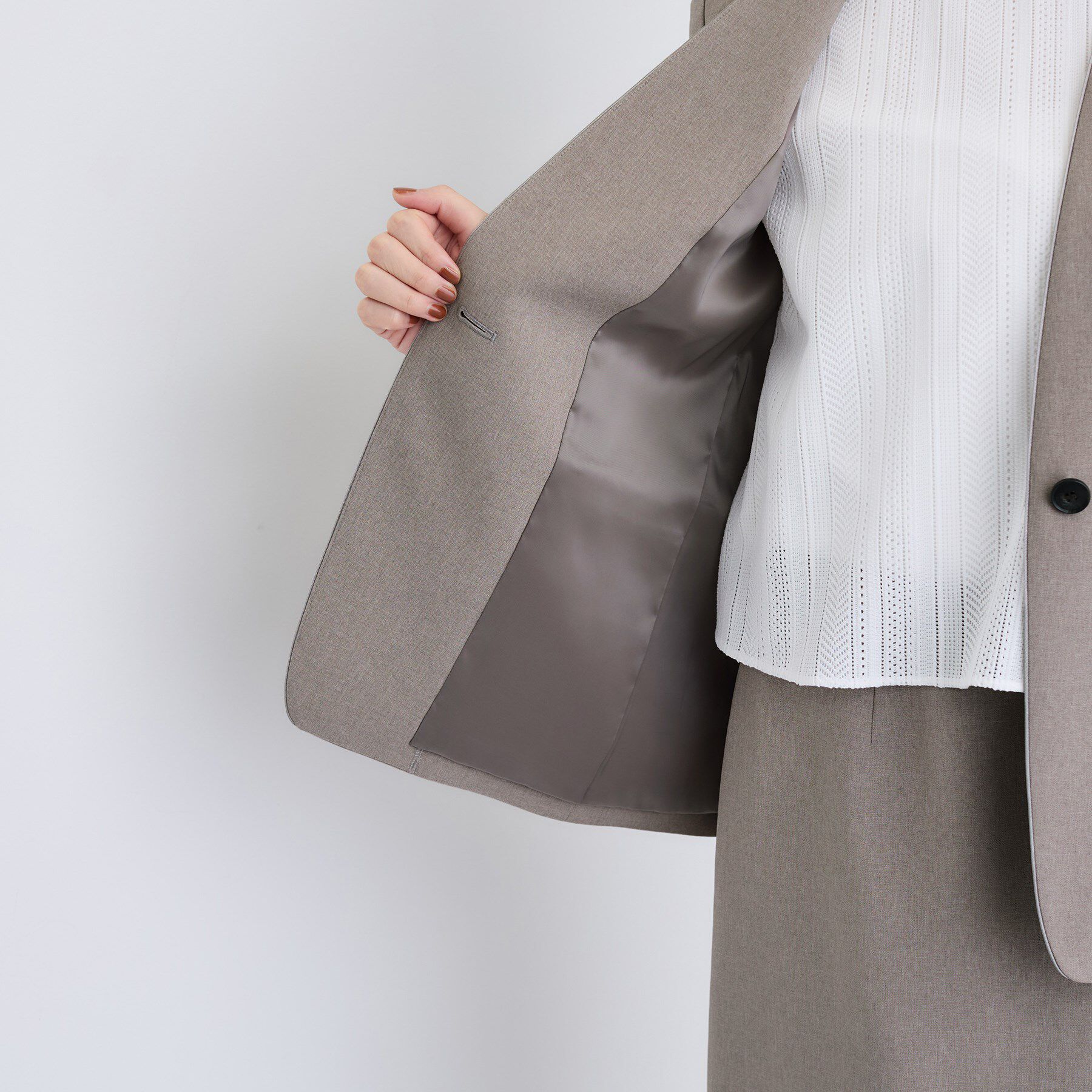 INDIVI「【洗える／通勤／スーツ】メランジストレッチ ノーカラージャケット」|スーツ|