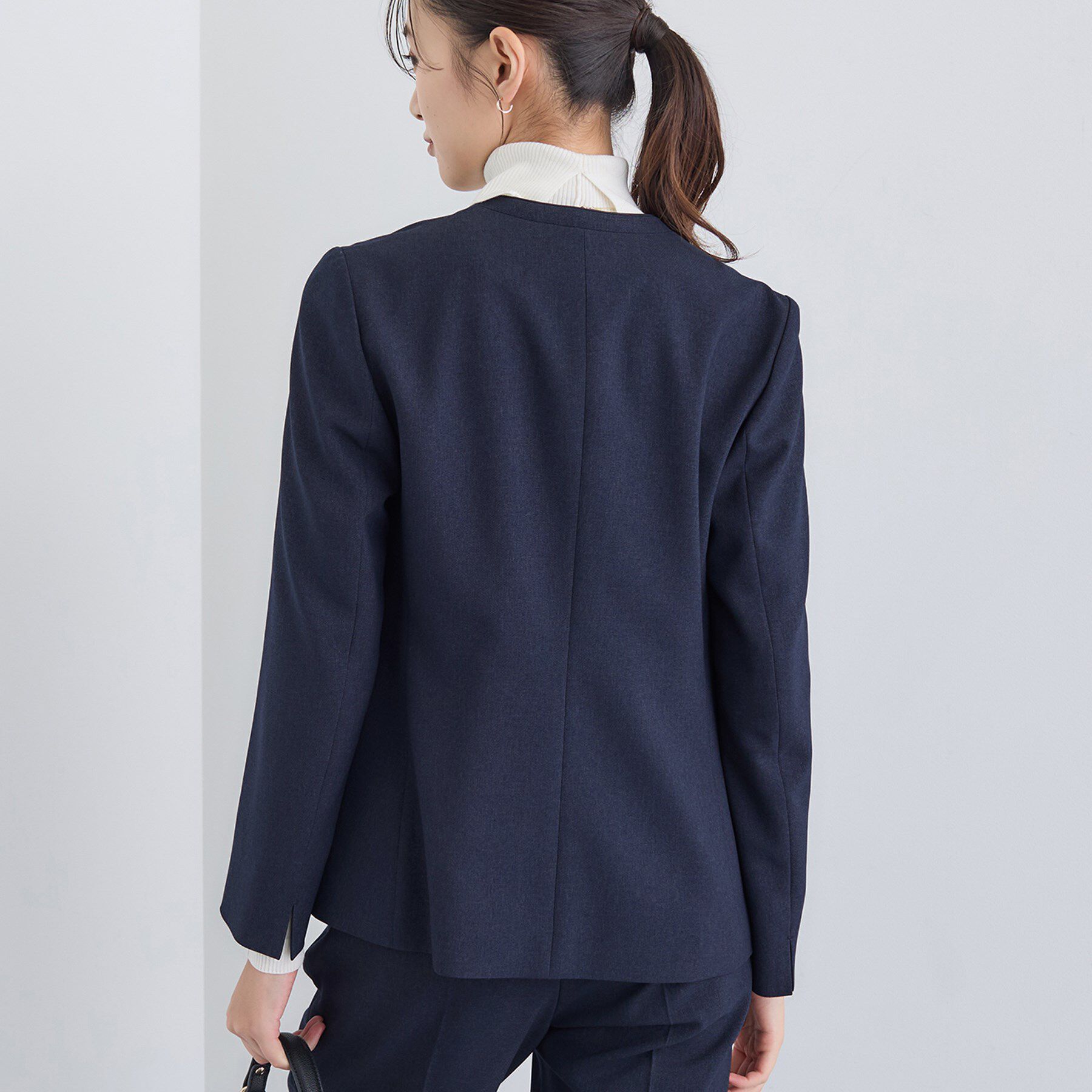 INDIVI「【洗える／通勤／スーツ】メランジストレッチ ノーカラージャケット」|スーツ|