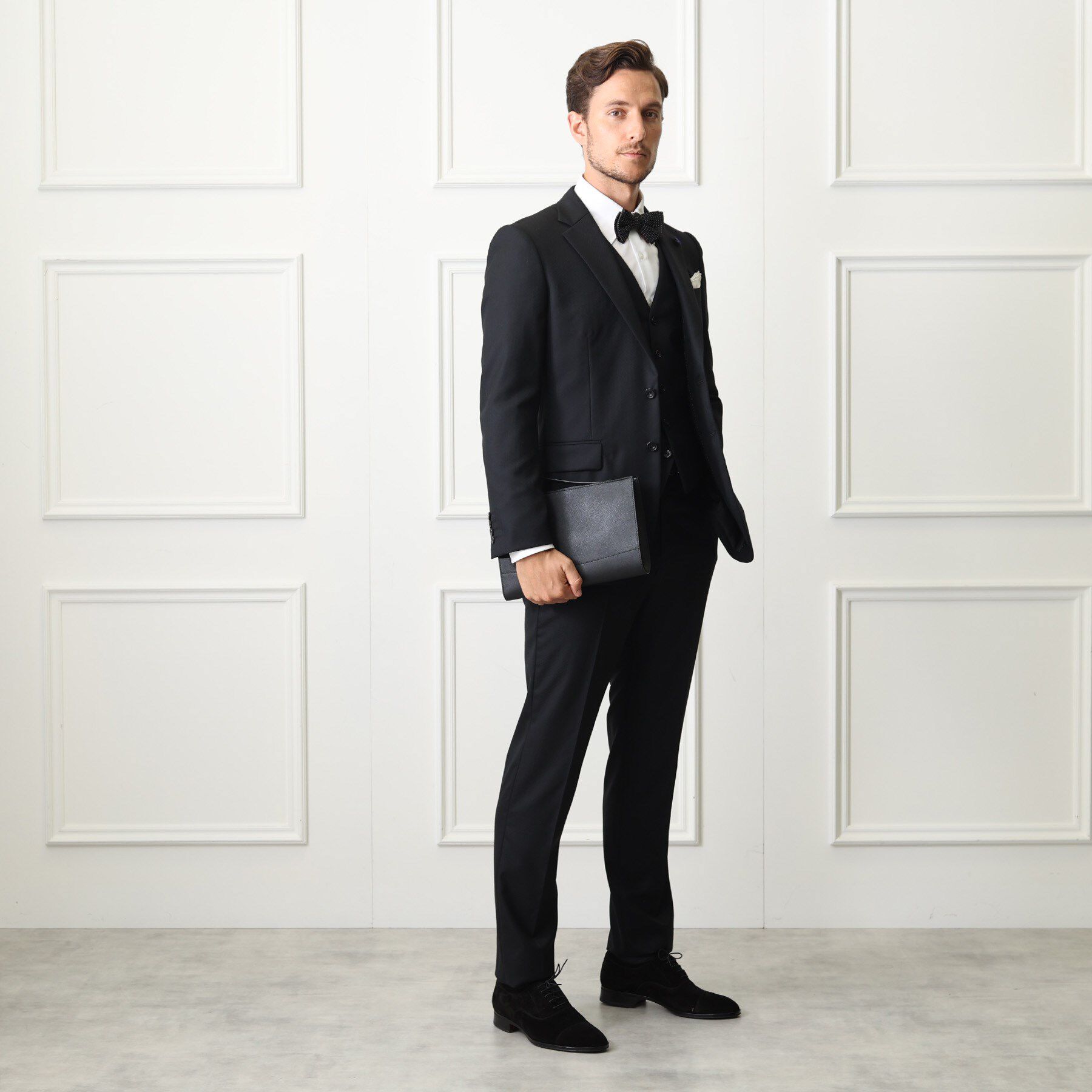 TAKEO KIKUCHI「【冠婚葬祭】ブラックレザー クラッチバッグ」|クラッチバッグ|