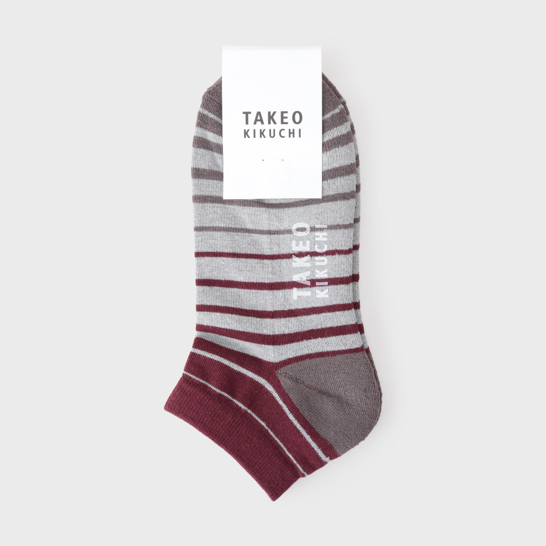 TAKEO KIKUCHI「グラデボーダーショートソックス」|ソックス|ボルドー(564)