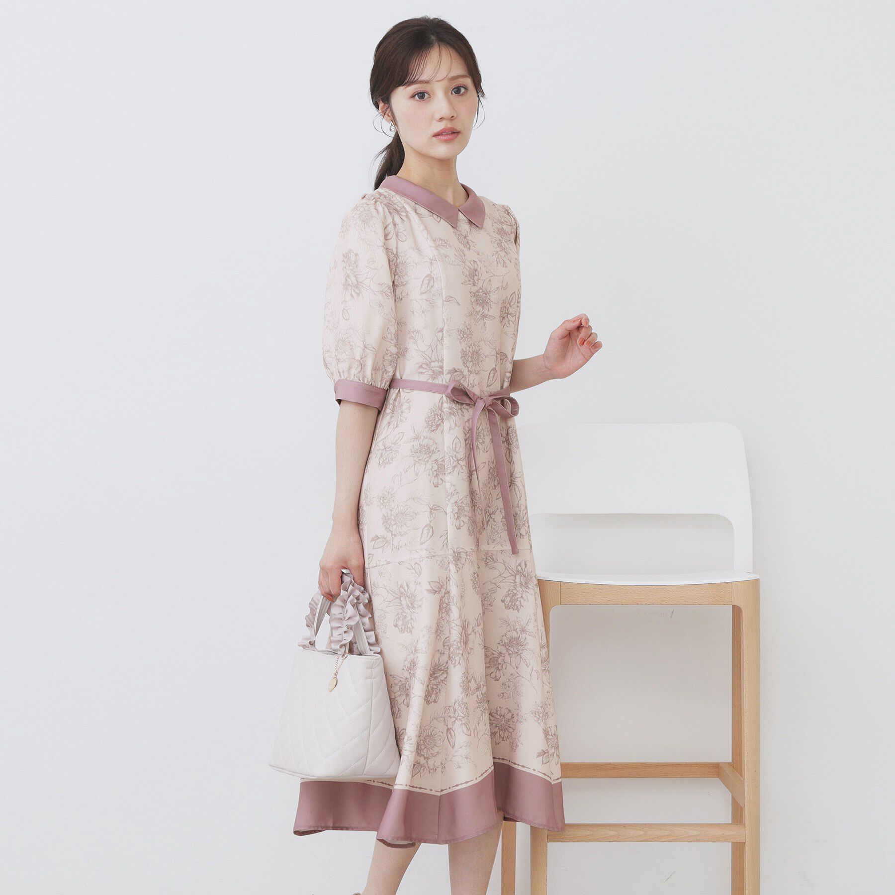 index「2WAY パネルフラワーバイカラーワンピース【洗濯機洗い可/イージーアイロン】」|ワンピース|