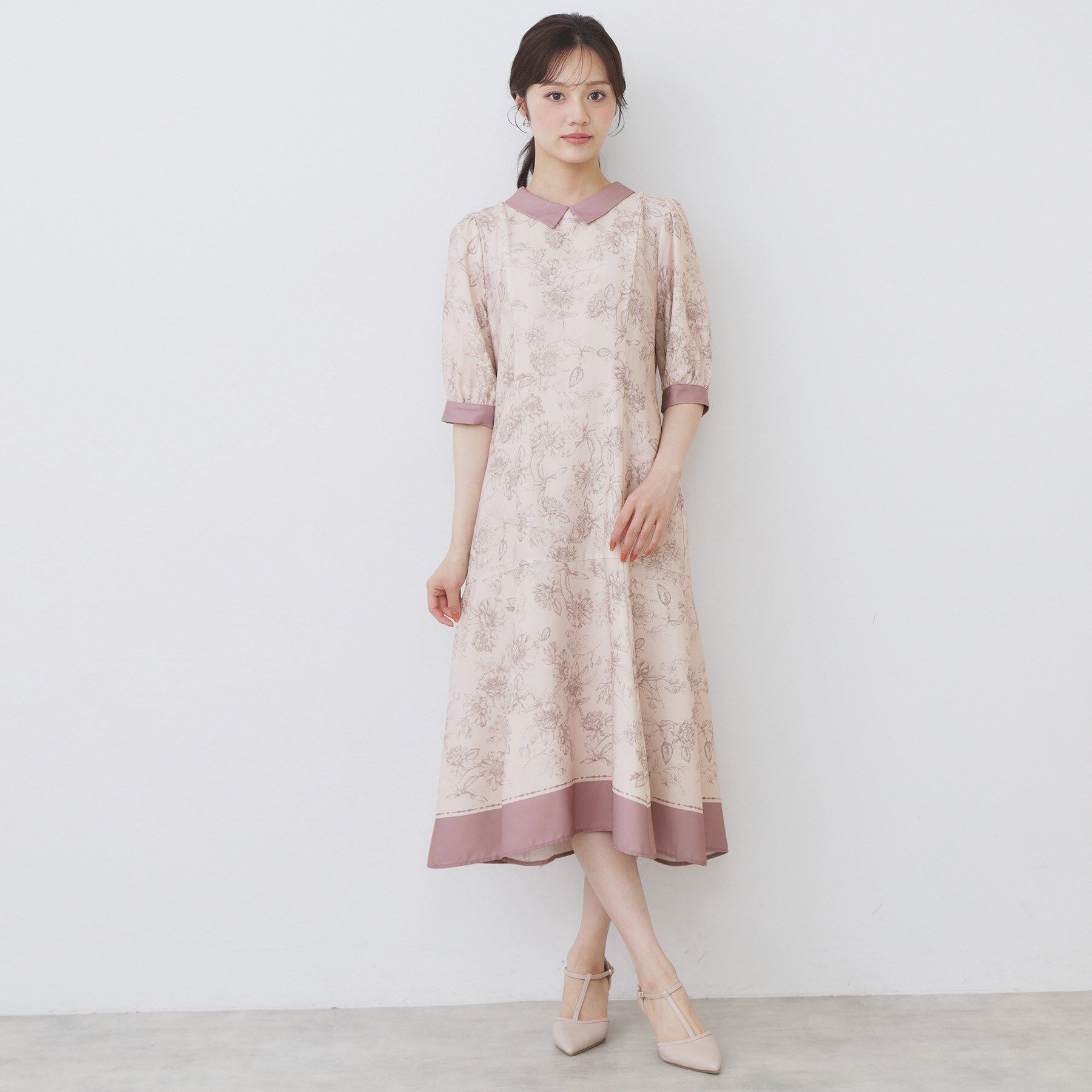 index「2WAY パネルフラワーバイカラーワンピース【洗濯機洗い可/イージーアイロン】」|ワンピース|