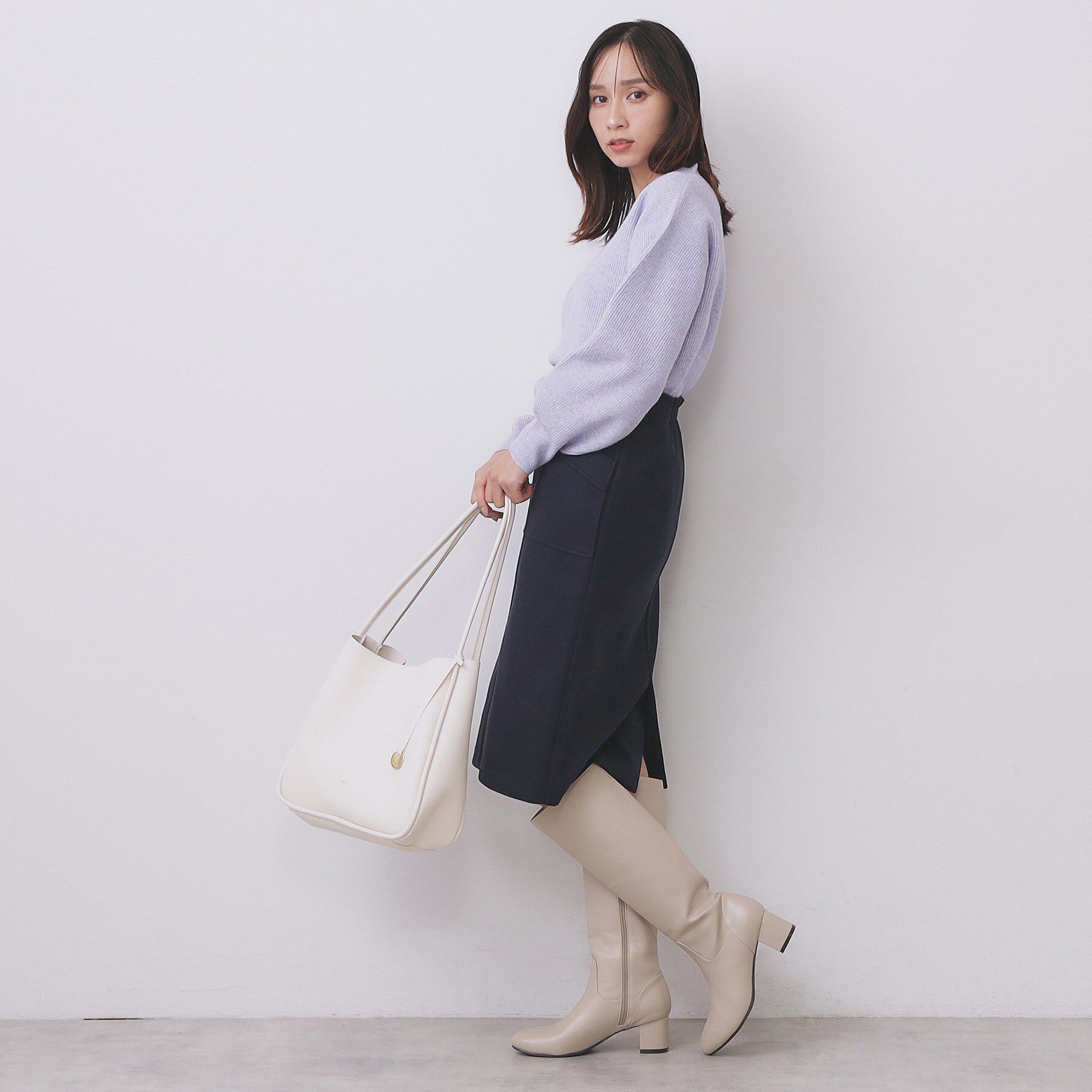 index「片畦Vネックボクシーパフニット【洗濯機OK】」|ニット・セーター|