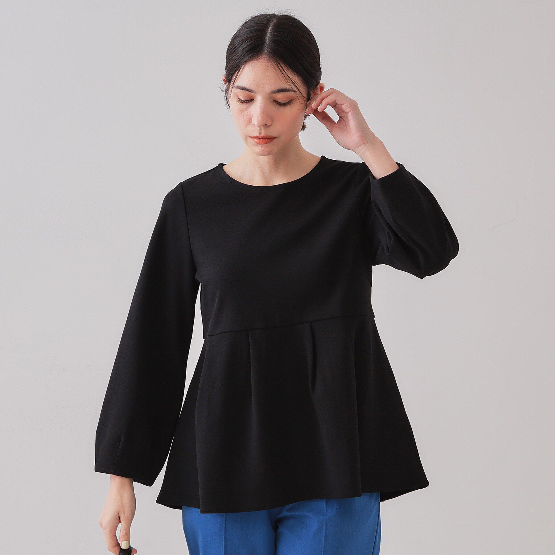 OPAQUE.CLIP「ペプラムトップス【UV/吸水速乾/洗濯機洗い可】」|Tシャツ・カットソー|ブラック(019)