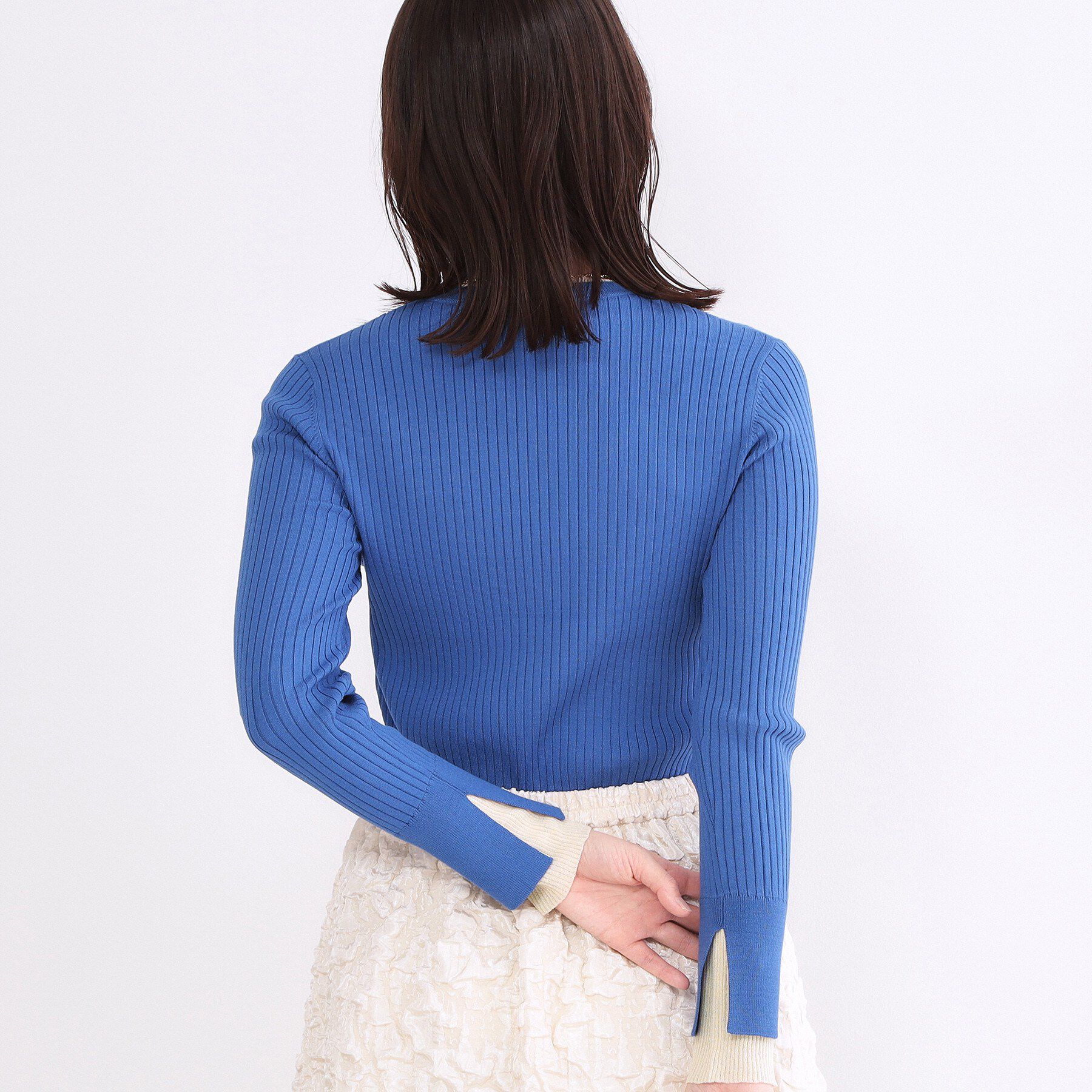 OPAQUE.CLIP「レイヤード風クルーネックリブニット【洗濯機OK】」|ニット・セーター|