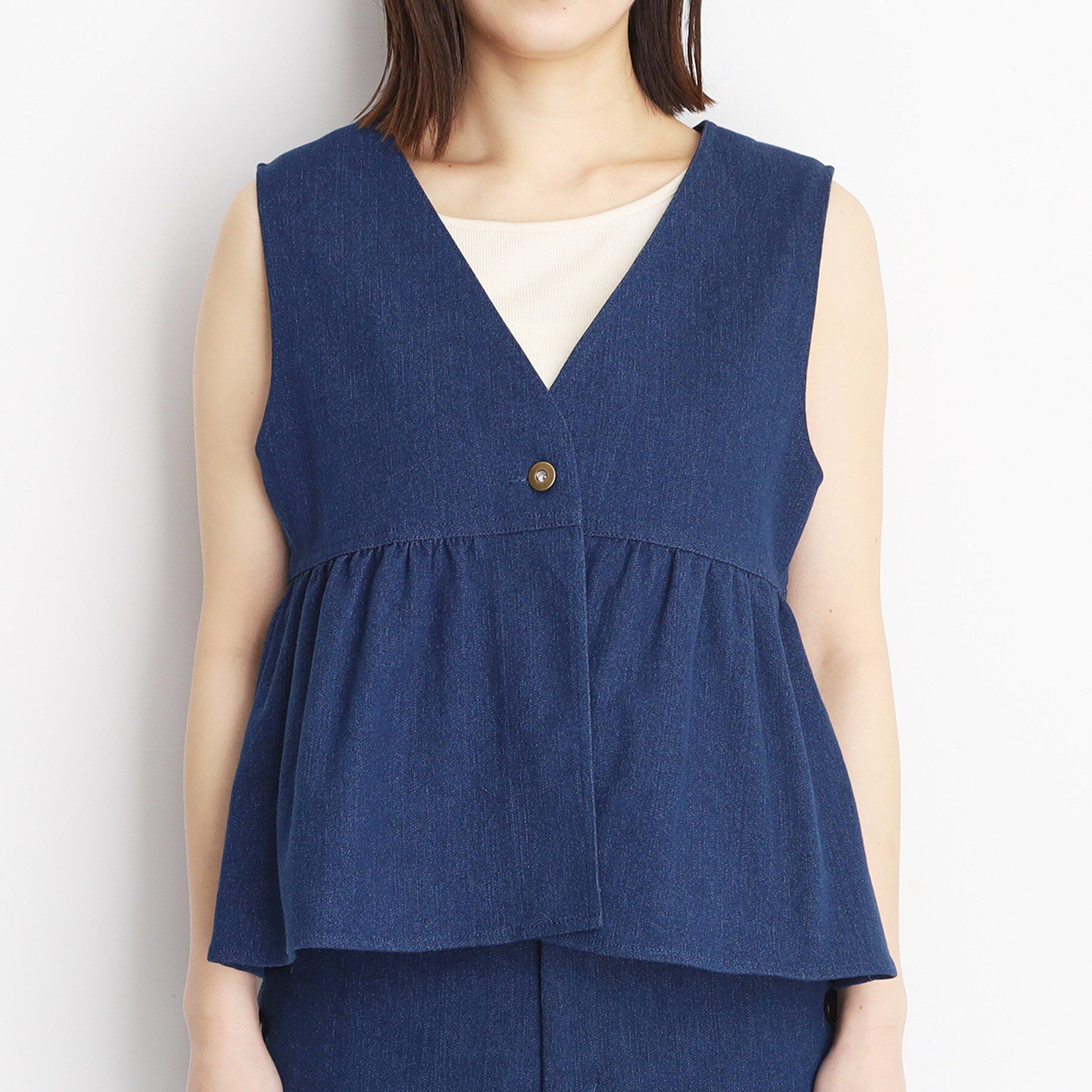 THE SHOP TK「デニムペプラムベスト【洗える/親子リンク】」|ベスト・ジレ|