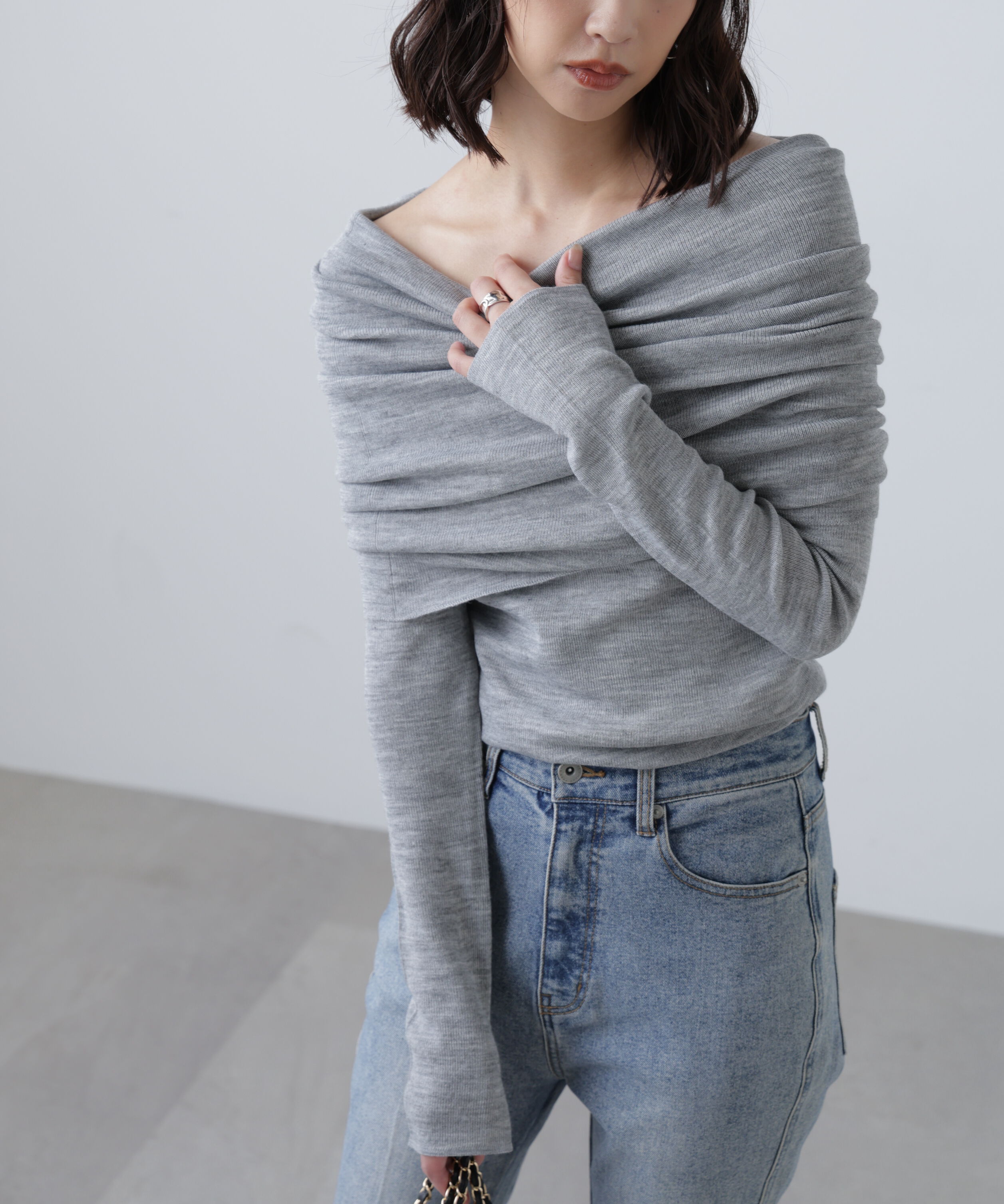  「袖口ボタンオフショルニット〈MFM〉」|ニット・セーター|