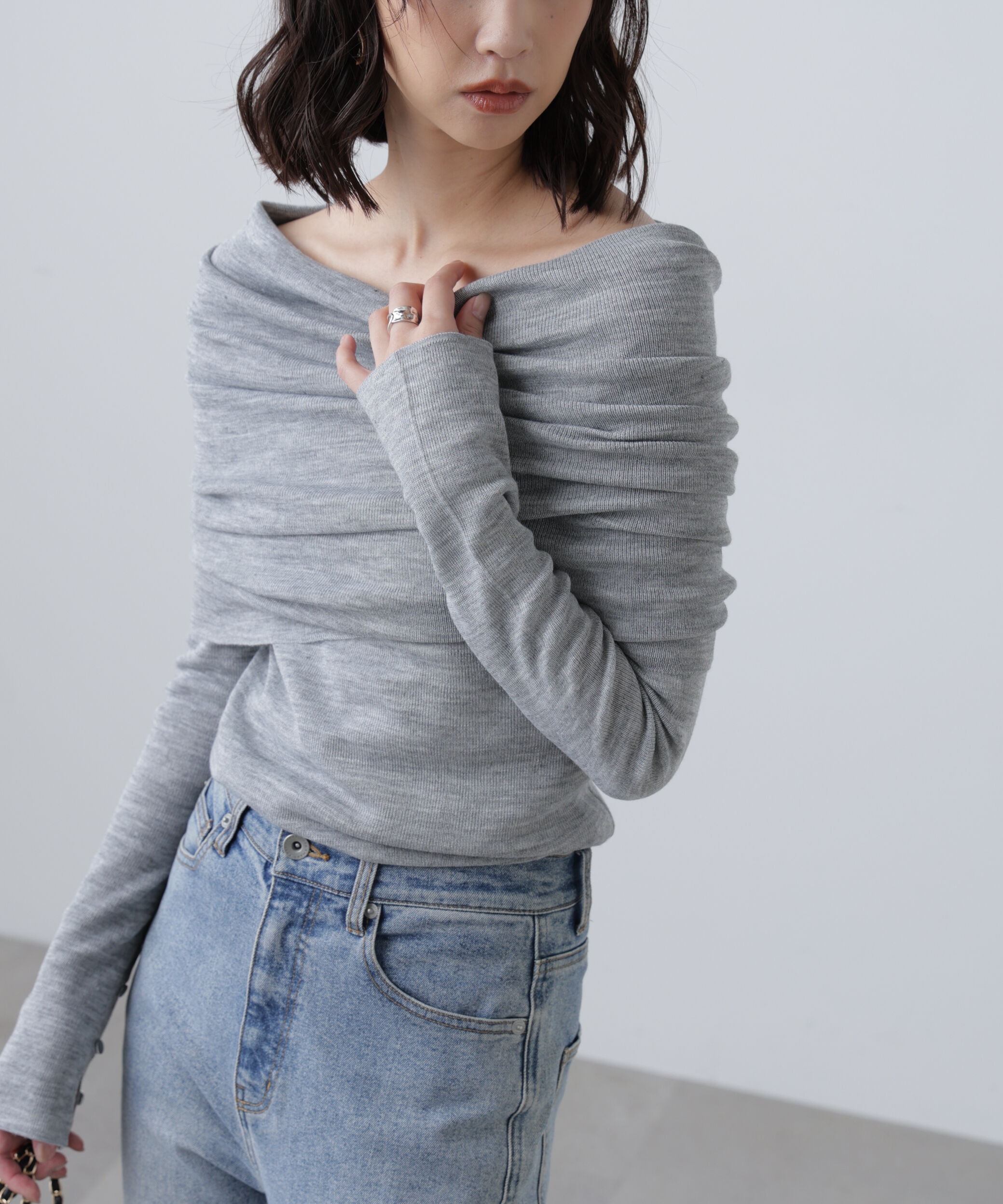  「袖口ボタンオフショルニット〈MFM〉」|ニット・セーター|