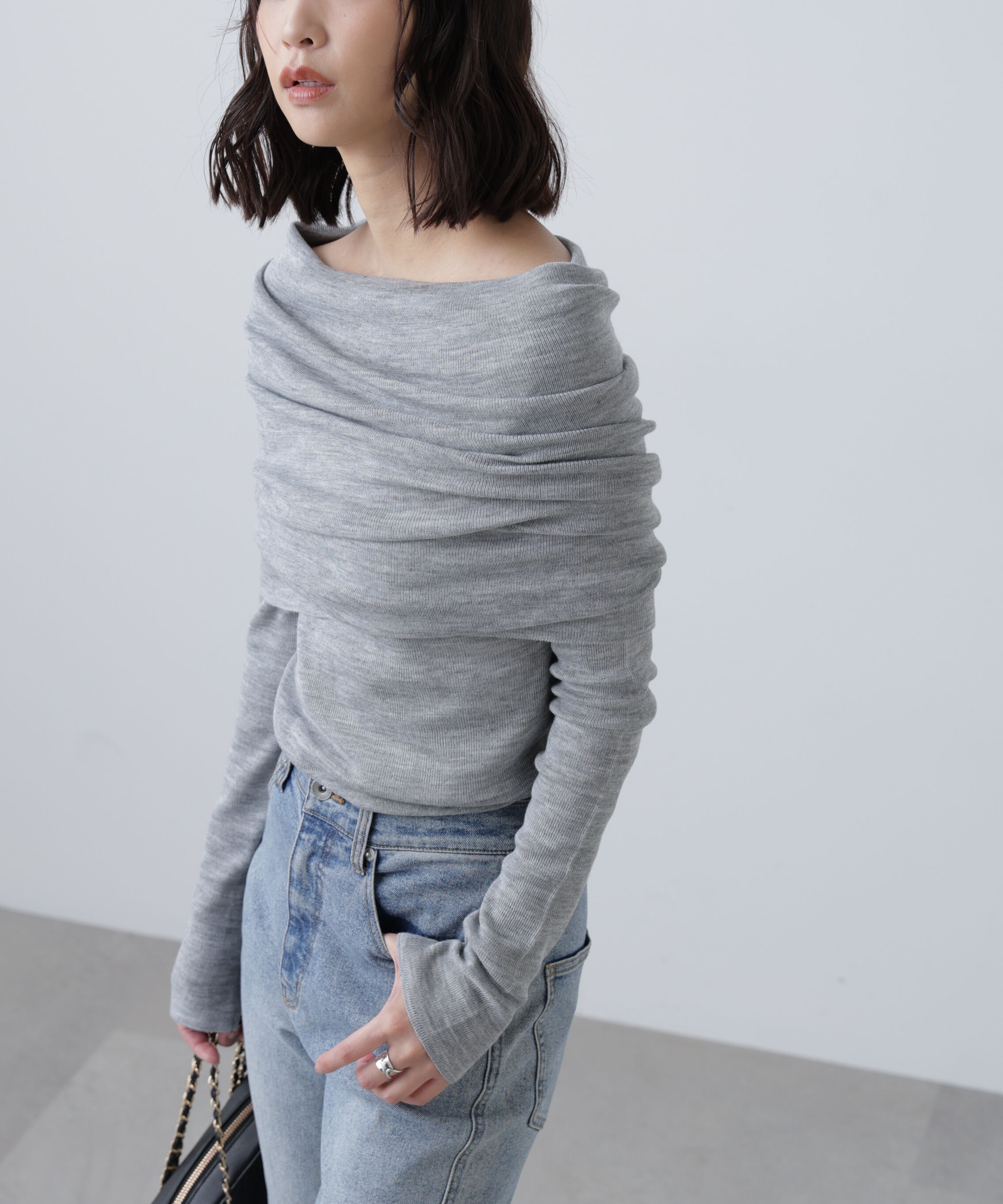  「袖口ボタンオフショルニット〈MFM〉」|ニット・セーター|