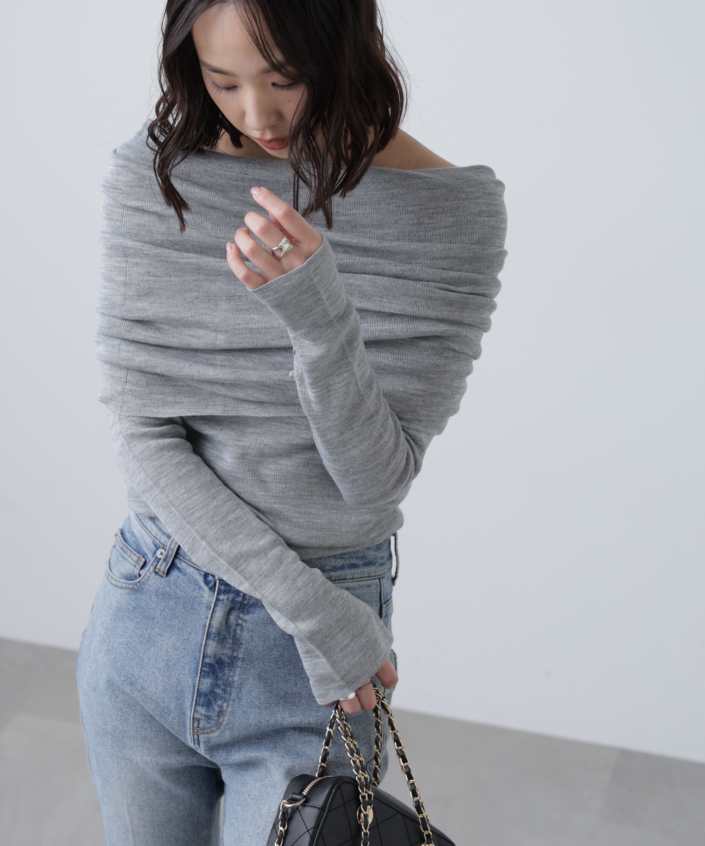  「袖口ボタンオフショルニット〈MFM〉」|ニット・セーター|