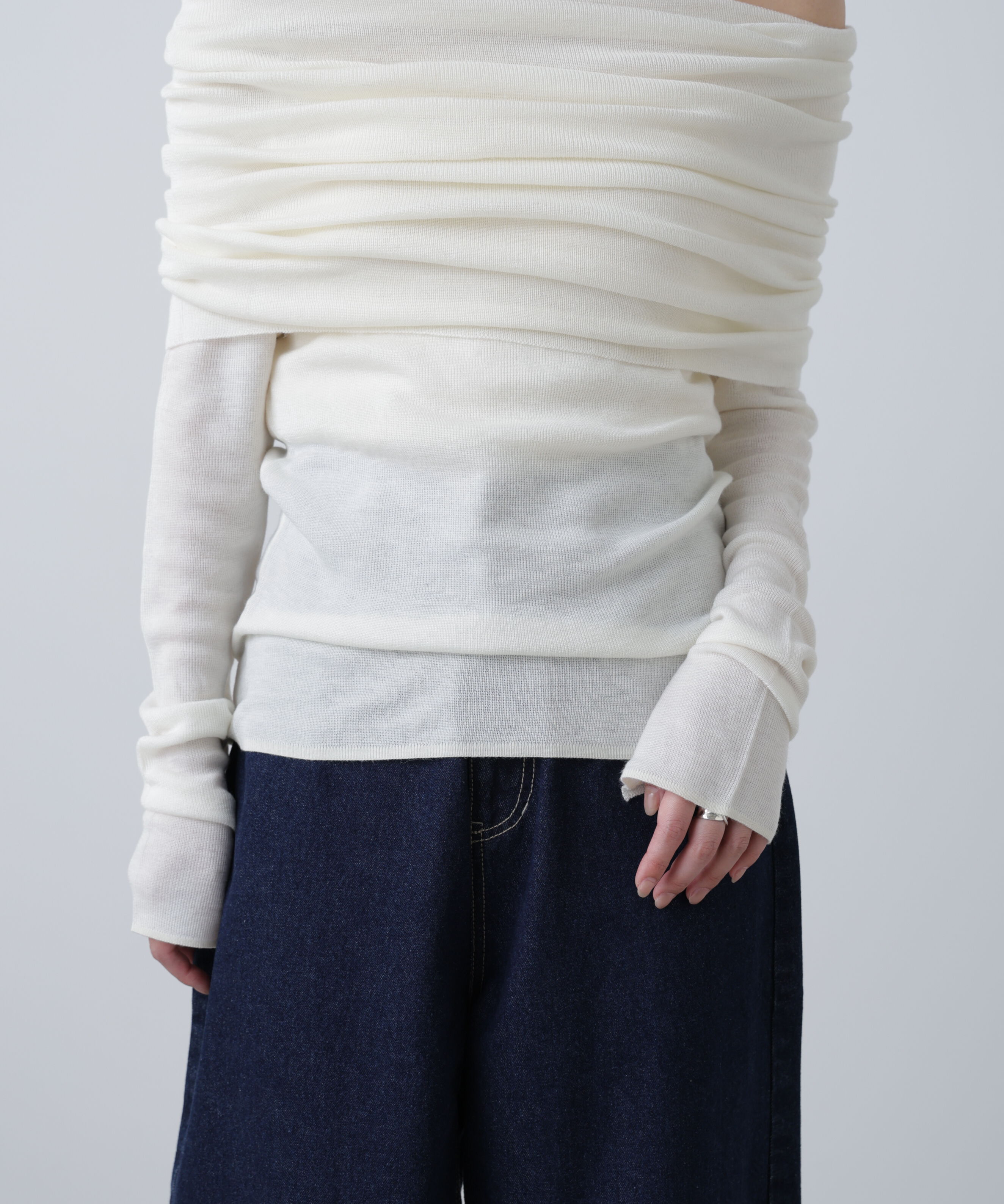  「袖口ボタンオフショルニット〈MFM〉」|ニット・セーター|