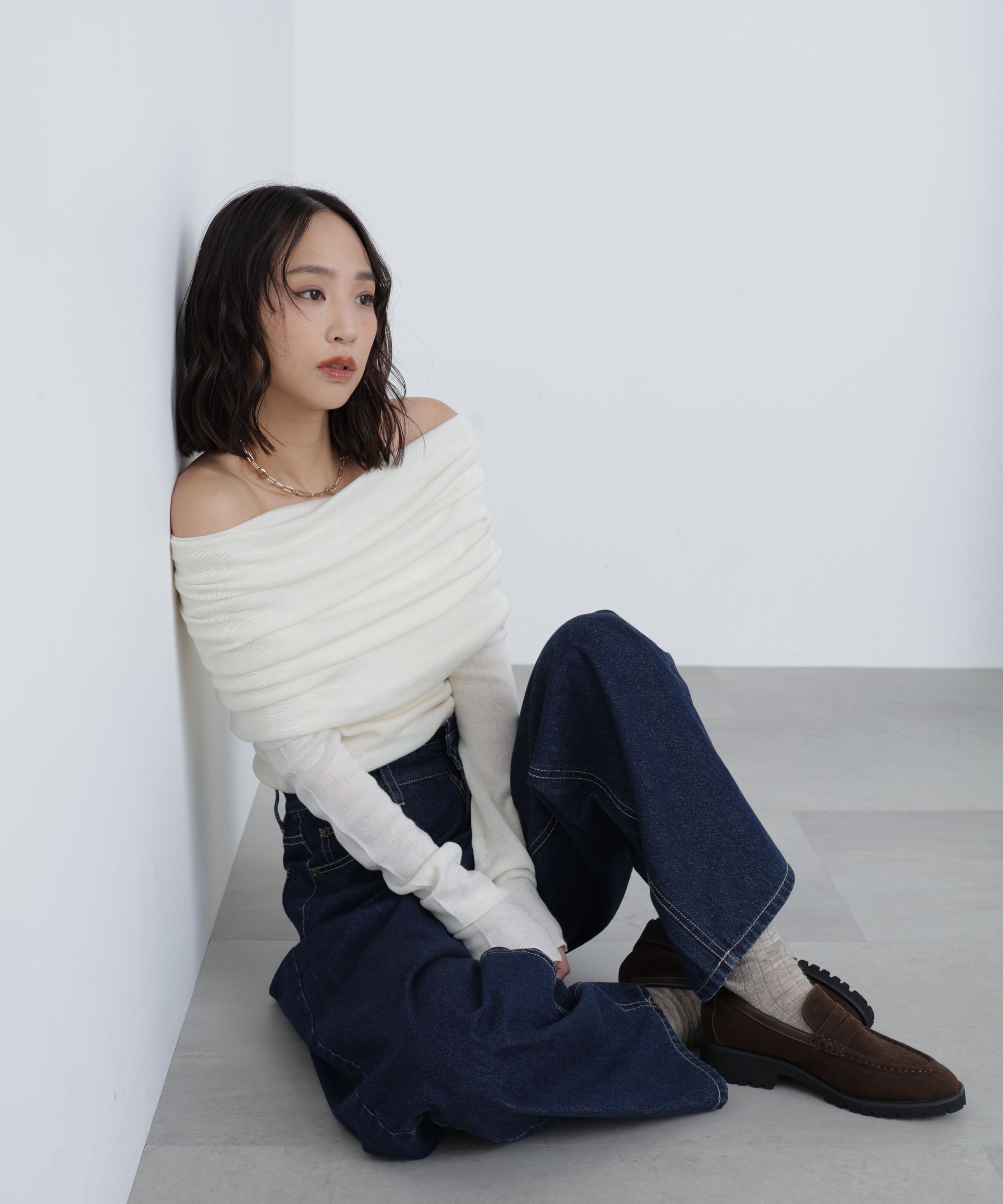  「袖口ボタンオフショルニット〈MFM〉」|ニット・セーター|