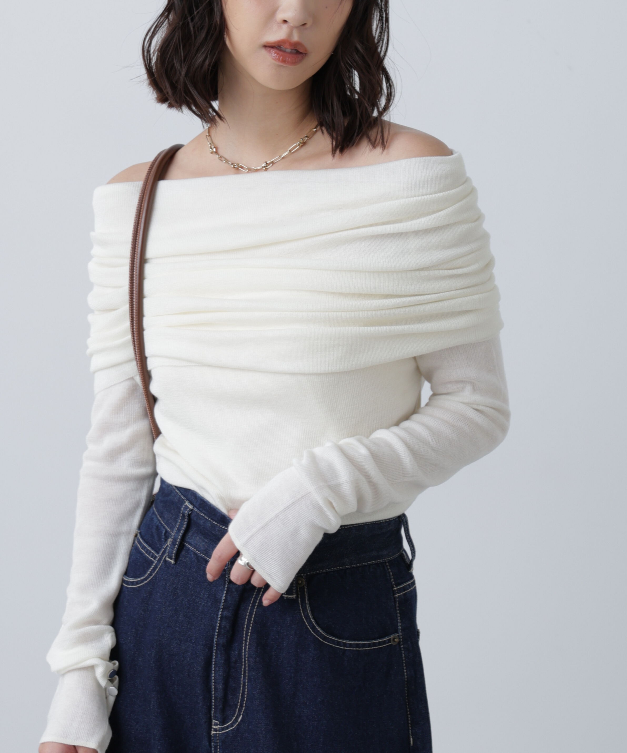  「袖口ボタンオフショルニット〈MFM〉」|ニット・セーター|