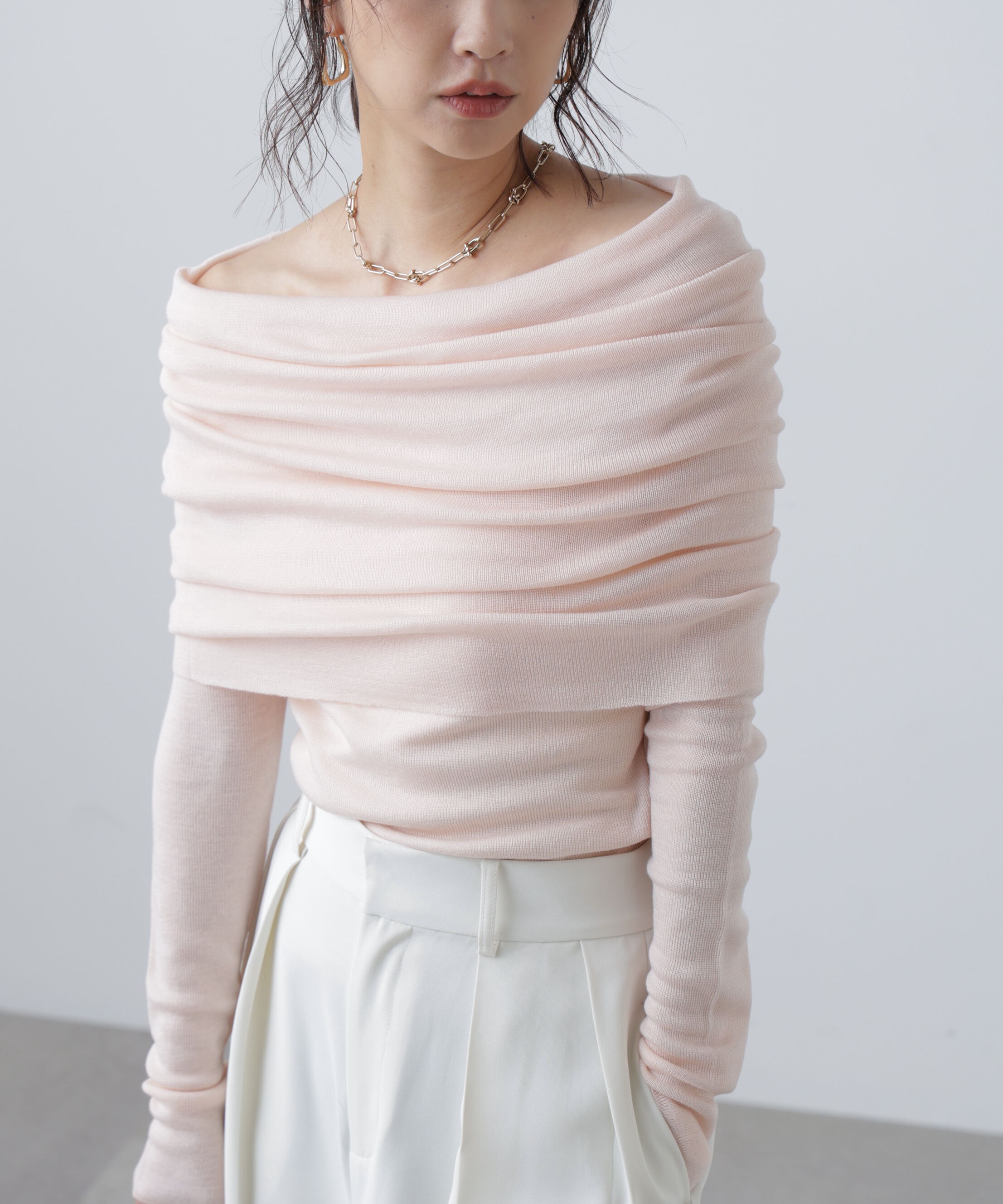  「袖口ボタンオフショルニット〈MFM〉」|ニット・セーター|