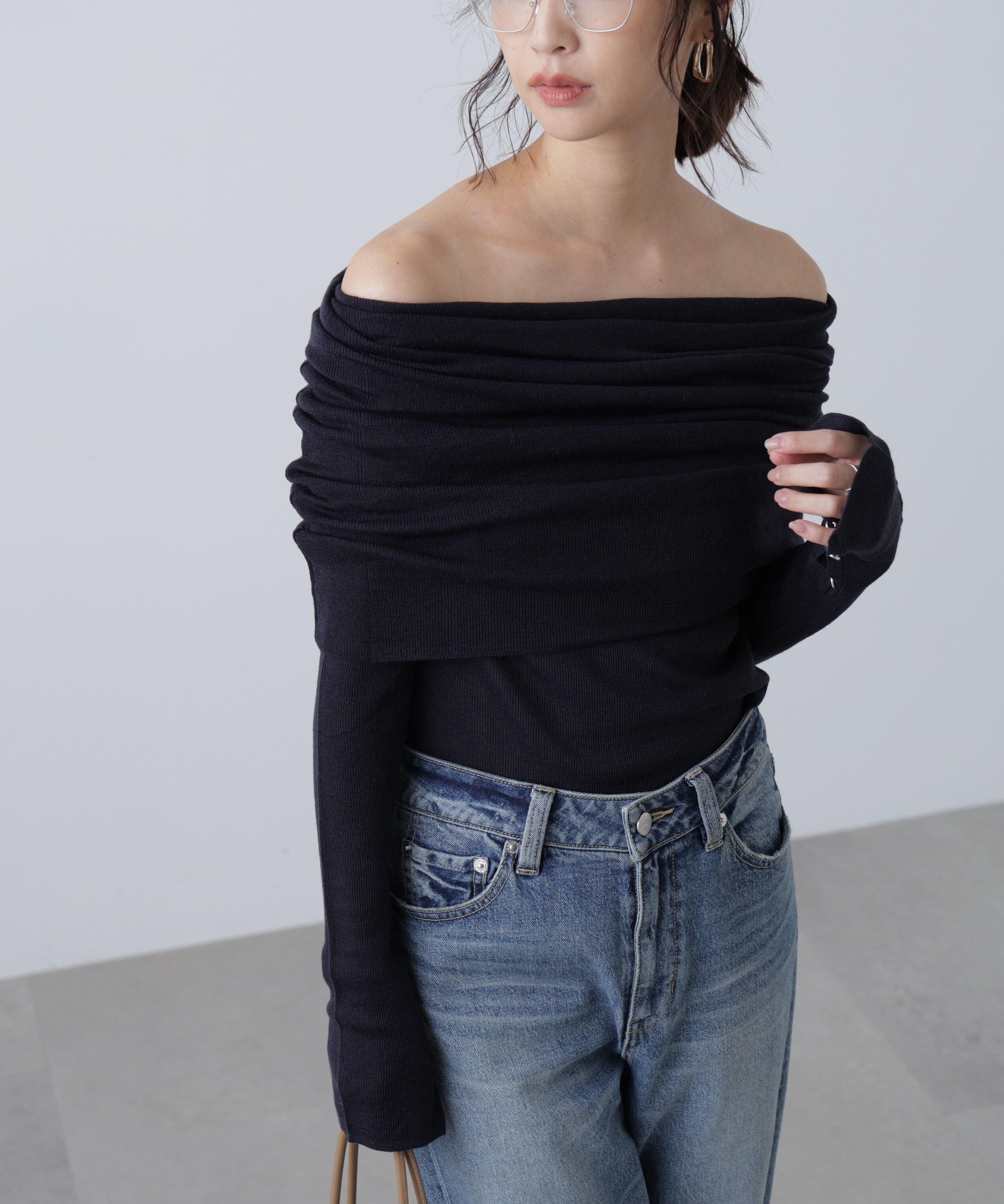  「袖口ボタンオフショルニット〈MFM〉」|ニット・セーター|