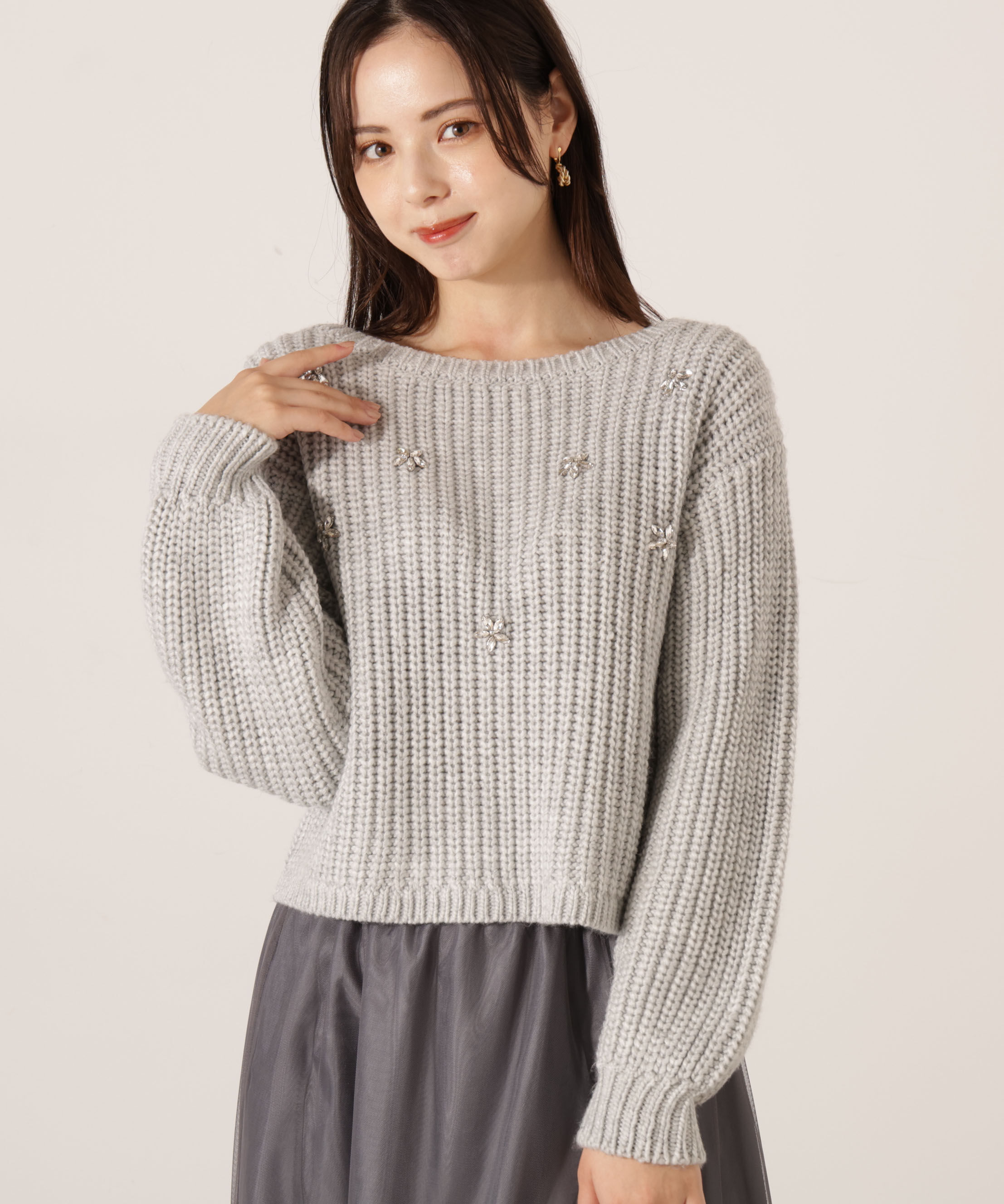 PROPORTION BODY DRESSING「ビジュー付畔ニット　25AW」|ニット・セーター|