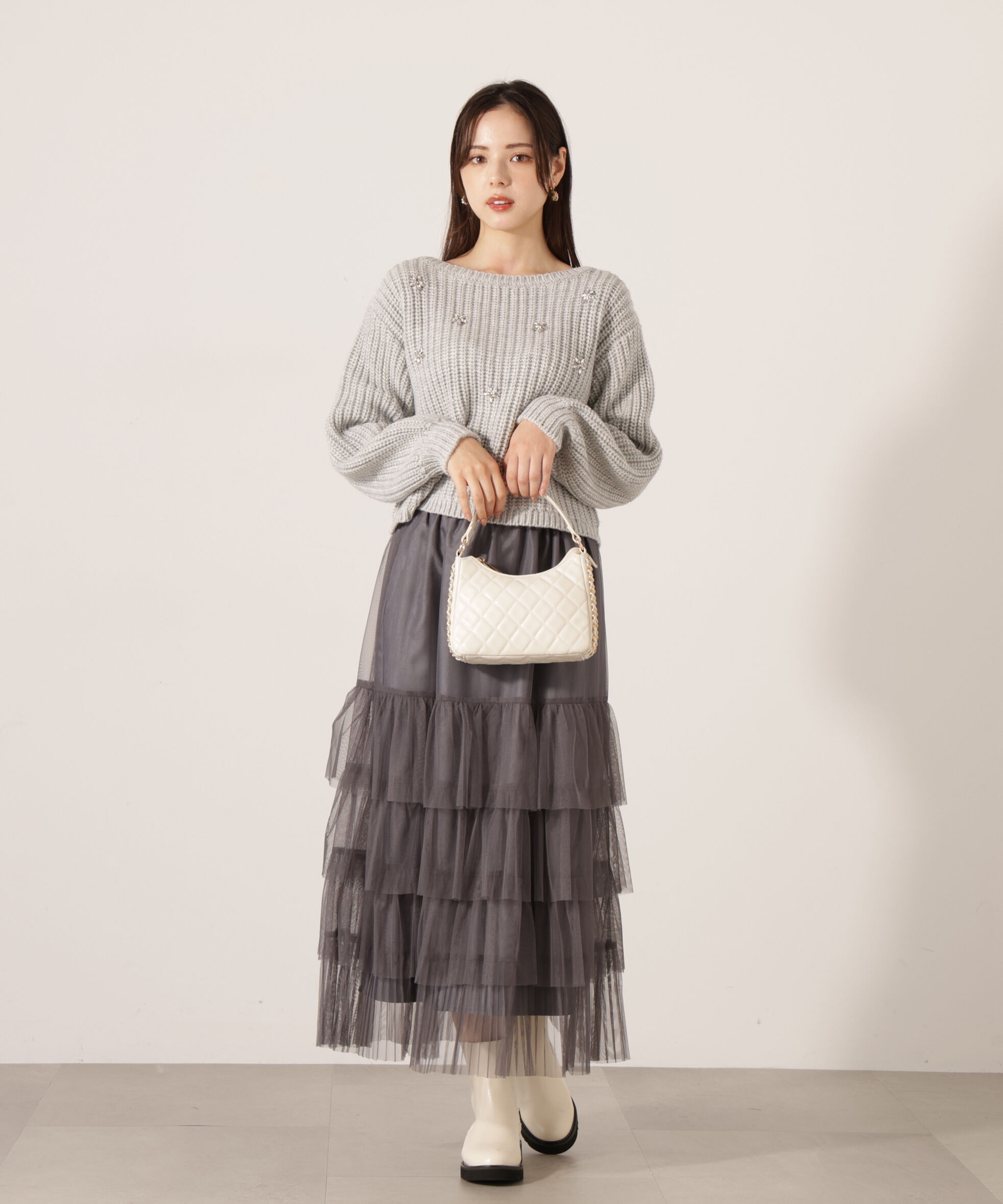 PROPORTION BODY DRESSING「ビジュー付畔ニット　25AW」|ニット・セーター|