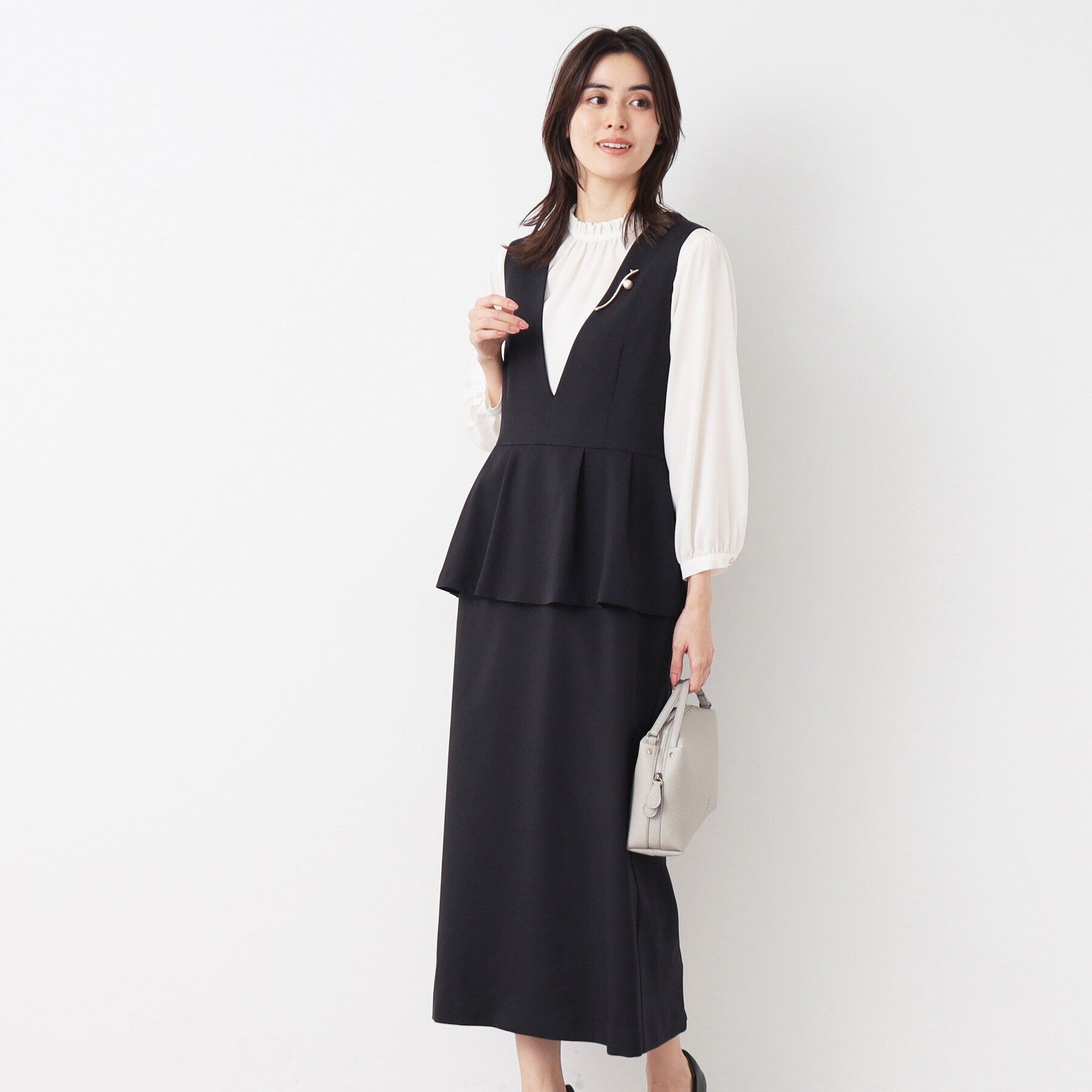 Dessin「【入卒/セレモニー/洗える】ペプラムジャンパースカート」|ワンピース|