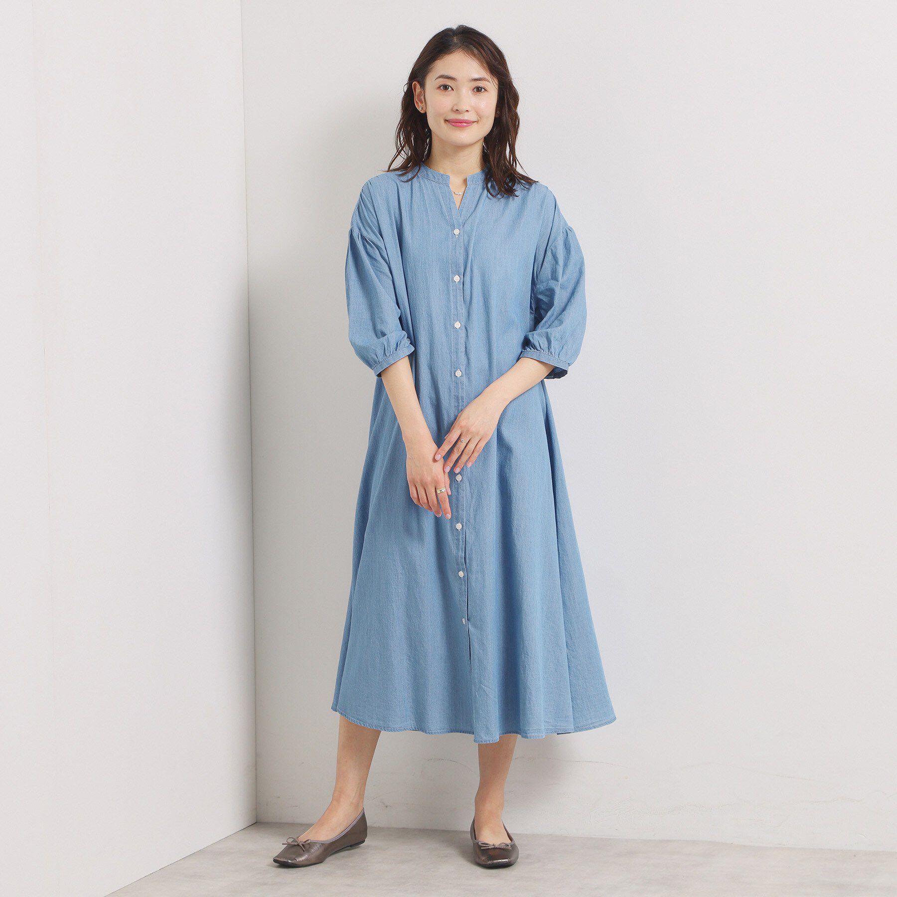 ITS&rsquo;DEMO「【洗濯機OK】シアーデニムワンピース」|ワンピース|