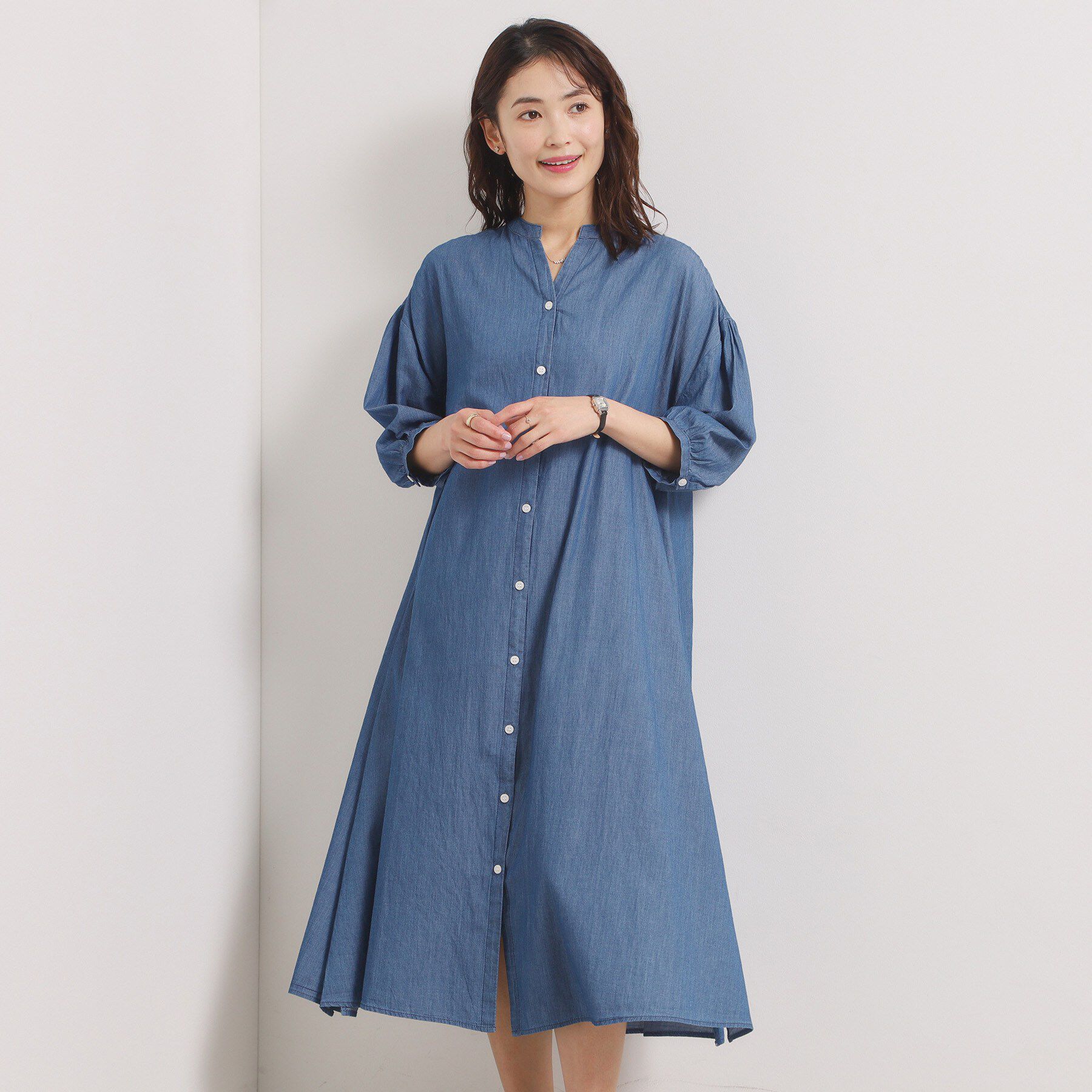 ITS&rsquo;DEMO「【洗濯機OK】シアーデニムワンピース」|ワンピース|