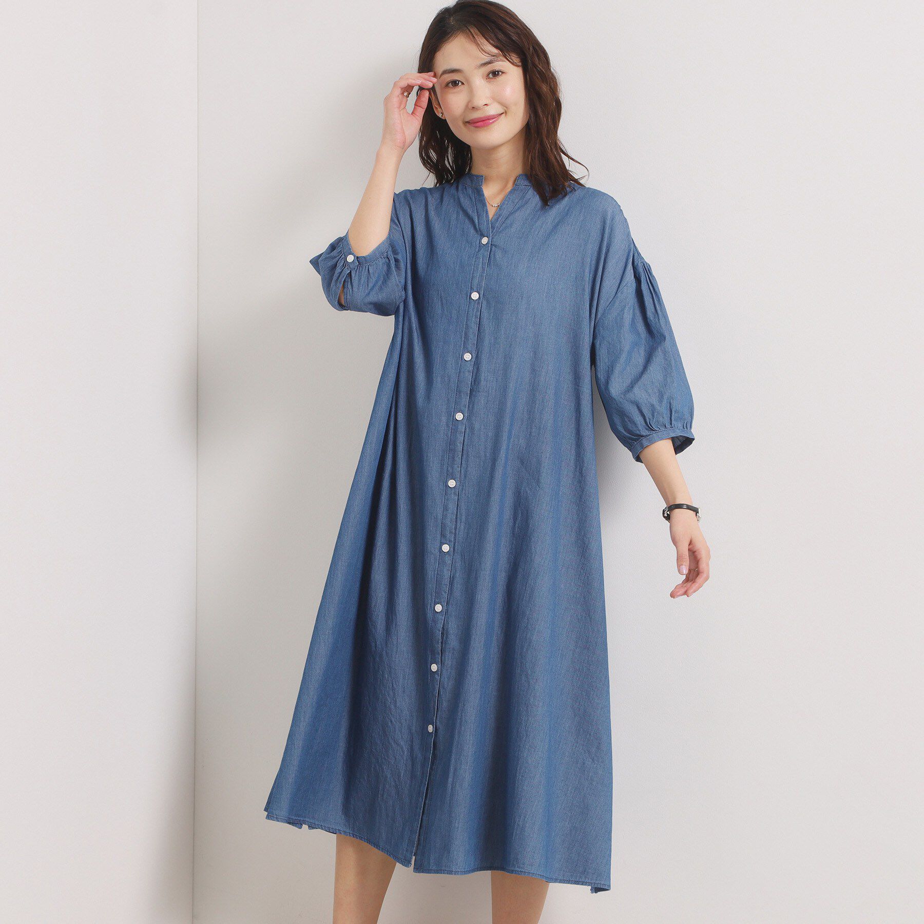 ITS&rsquo;DEMO「【洗濯機OK】シアーデニムワンピース」|ワンピース|ネイビー(094)