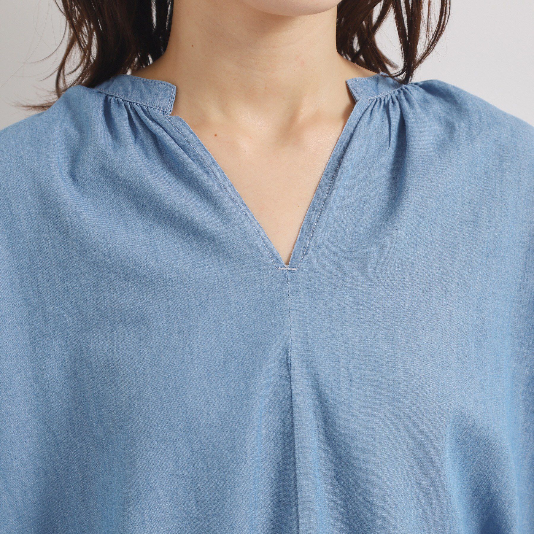 ITS&rsquo;DEMO「【洗濯機OK】シアーデニムスキッパーブラウス」|シャツ・ブラウス|