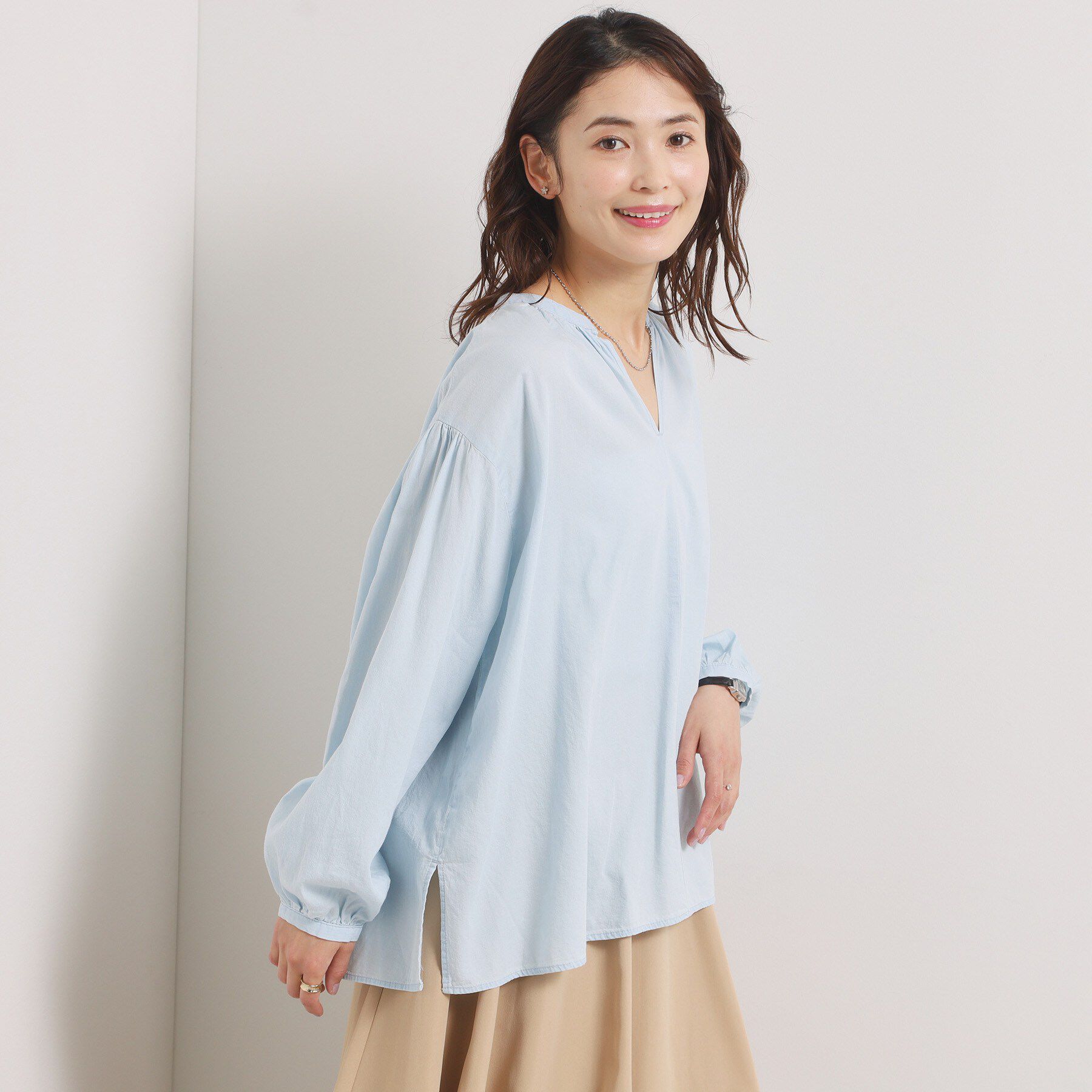 ITS&rsquo;DEMO「【洗濯機OK】シアーデニムスキッパーブラウス」|シャツ・ブラウス|