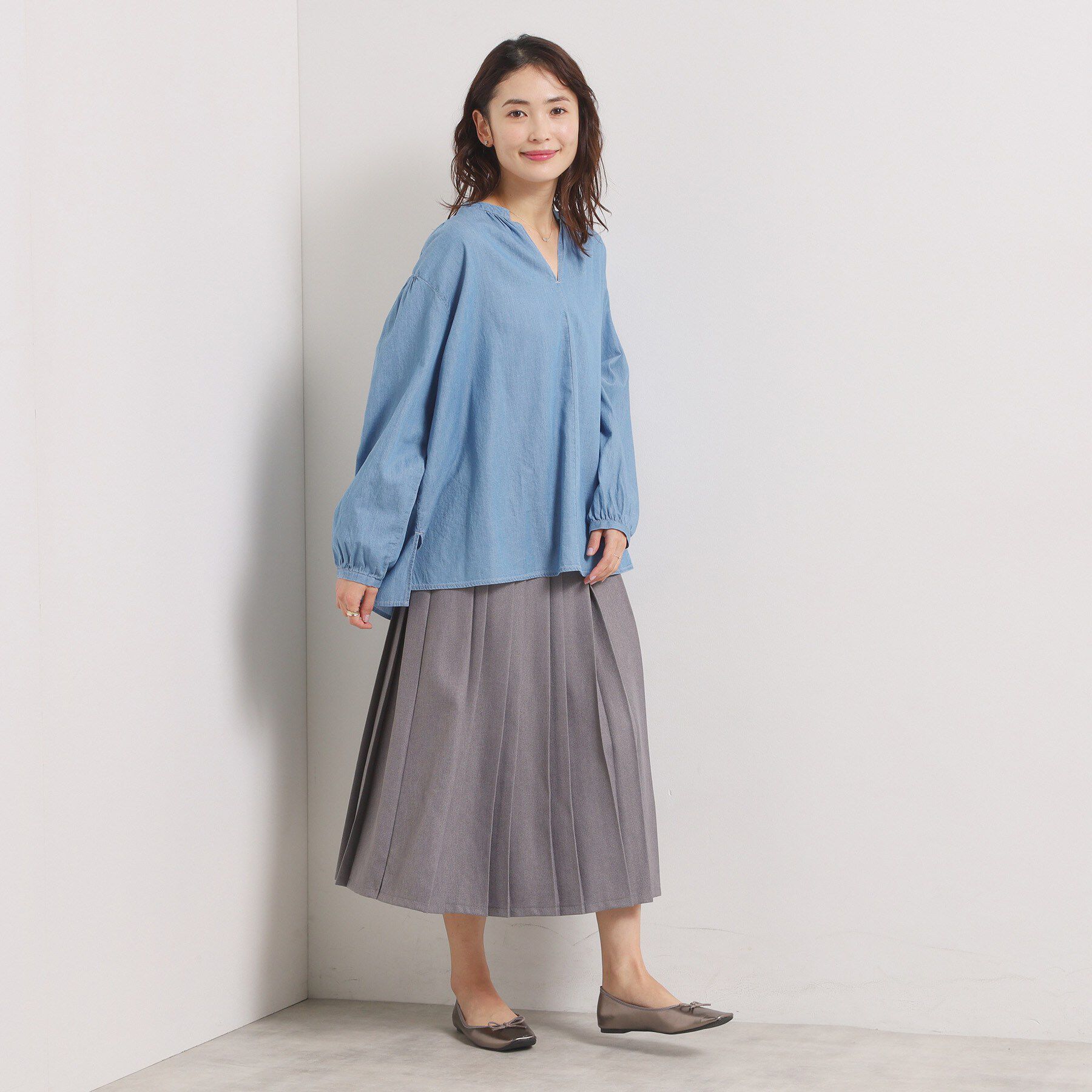 ITS&rsquo;DEMO「【洗濯機OK】シアーデニムスキッパーブラウス」|シャツ・ブラウス|