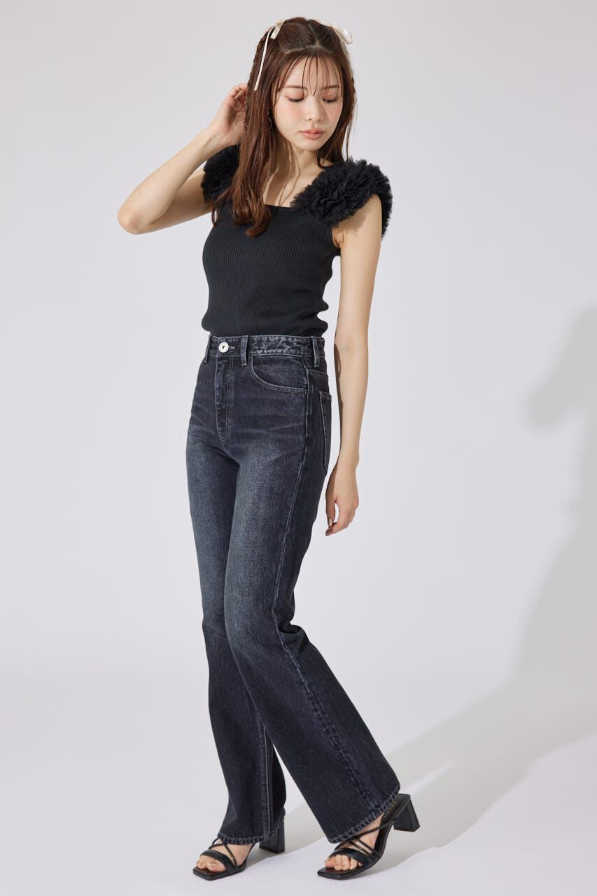 rienda「ショルダーチュールコンビニットトップス」|タンクトップ|