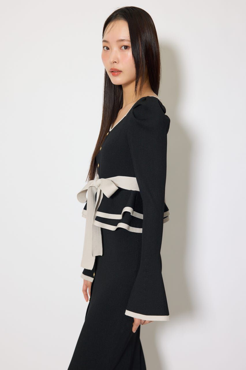 rienda「配色ペプラムタイトニットワンピース」|ワンピース|