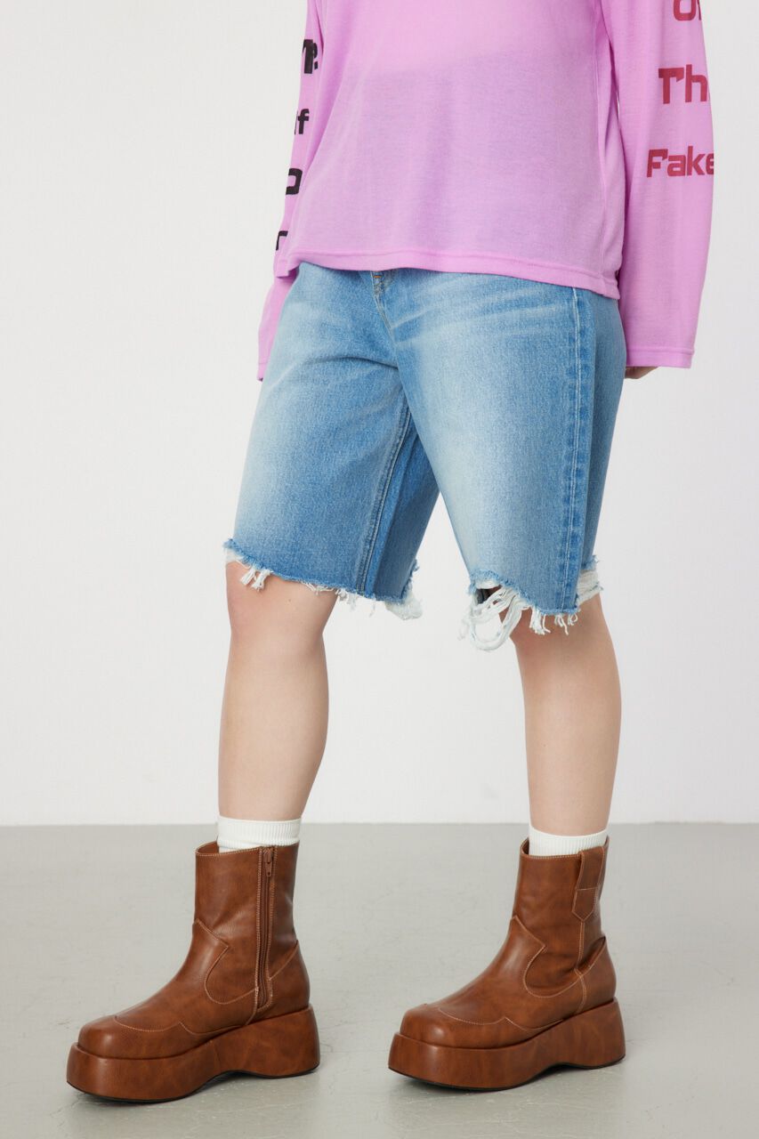 RODEO CROWNS「ダメージDENIM バミューダパンツ」|デニム|