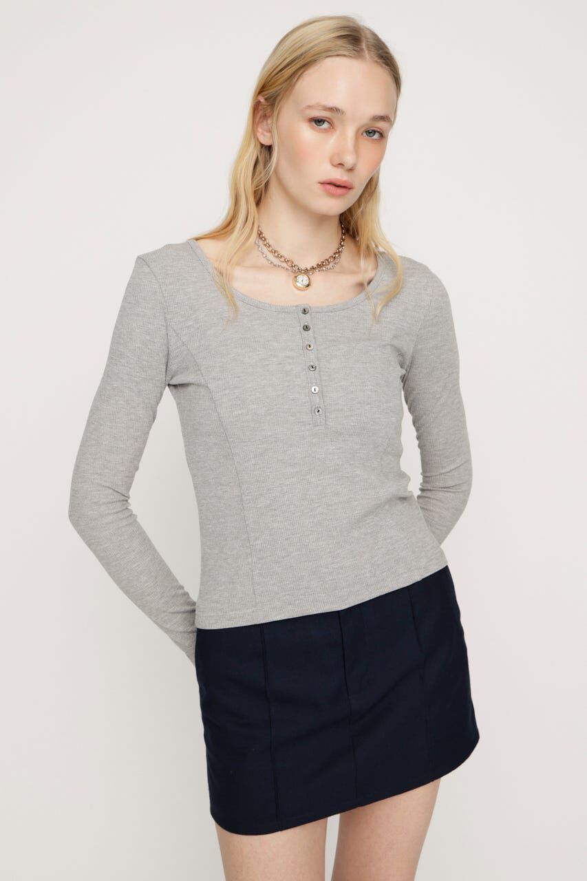 SLY「HENRY NECK CUT トップス」|Tシャツ・カットソー|T.GRY