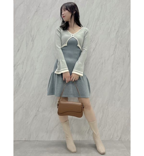 dazzlin「カーデレイヤーバックオープンミニワンピース」|ワンピース|