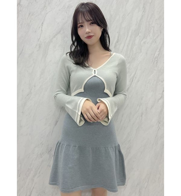 dazzlin「カーデレイヤーバックオープンミニワンピース」|ワンピース|ブルー