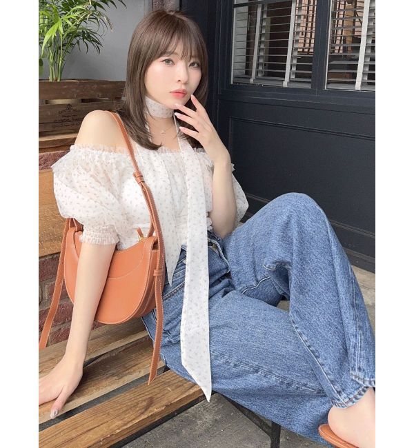 dazzlin「ネックピース付チュールブラウス」|シャツ・ブラウス|