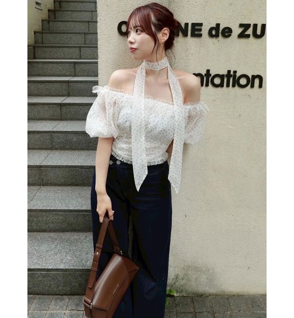 dazzlin「ネックピース付チュールブラウス」|シャツ・ブラウス|