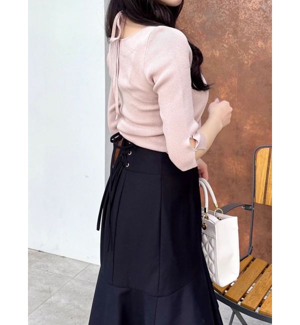 dazzlin「ハーフスリーブレイヤードカーデタイトトップス」|ニット・セーター|