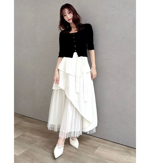 dazzlin「ハーフスリーブレイヤードカーデタイトトップス」|ニット・セーター|