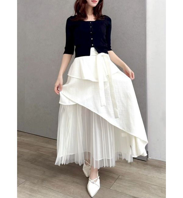 dazzlin「ハーフスリーブレイヤードカーデタイトトップス」|ニット・セーター|