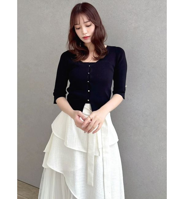 dazzlin「ハーフスリーブレイヤードカーデタイトトップス」|ニット・セーター|